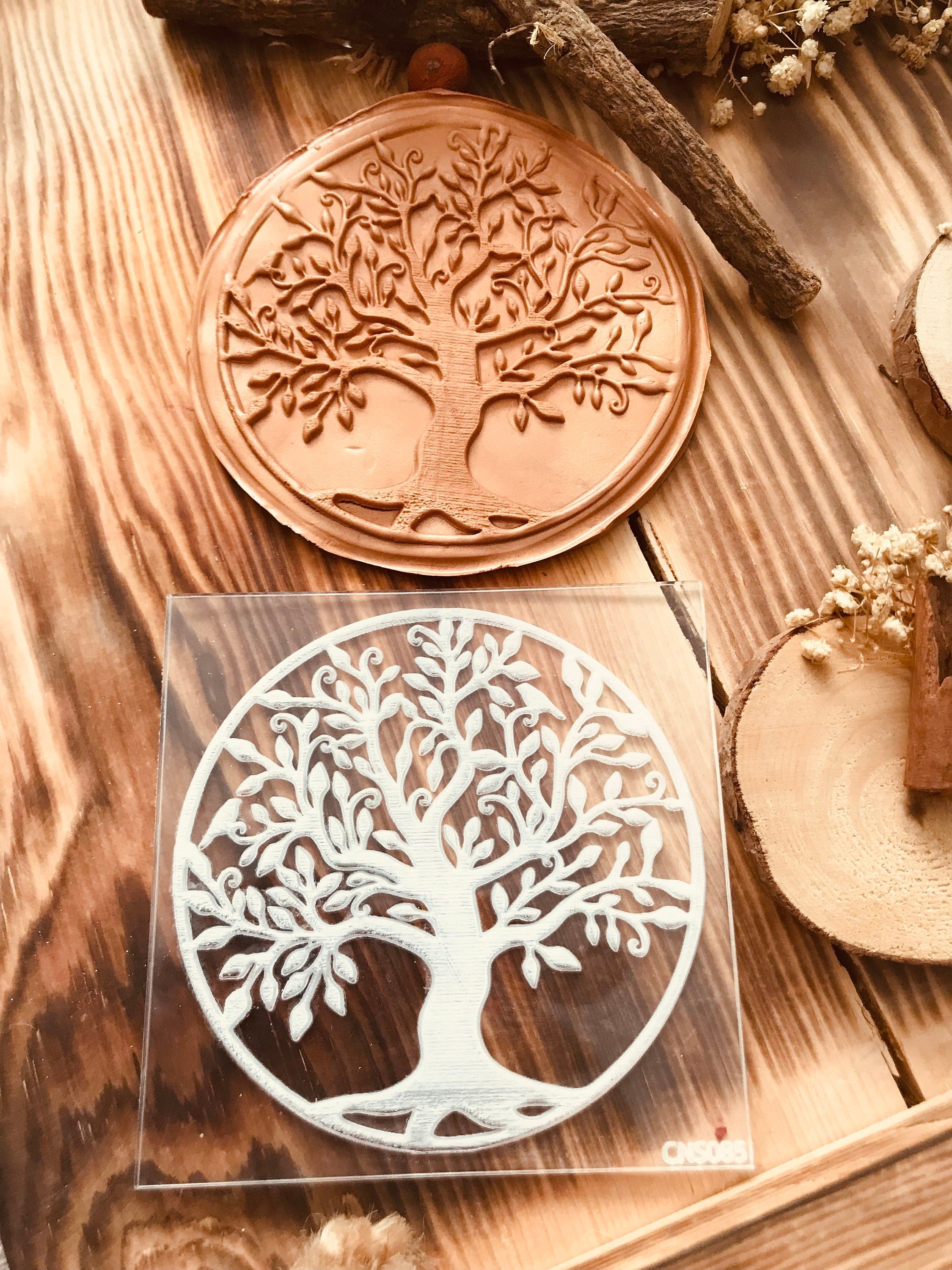 Tree Of Life Pattern embosser fondant stamp, acrylic embosser for cookies, cupcakes, and cake decorating debosser