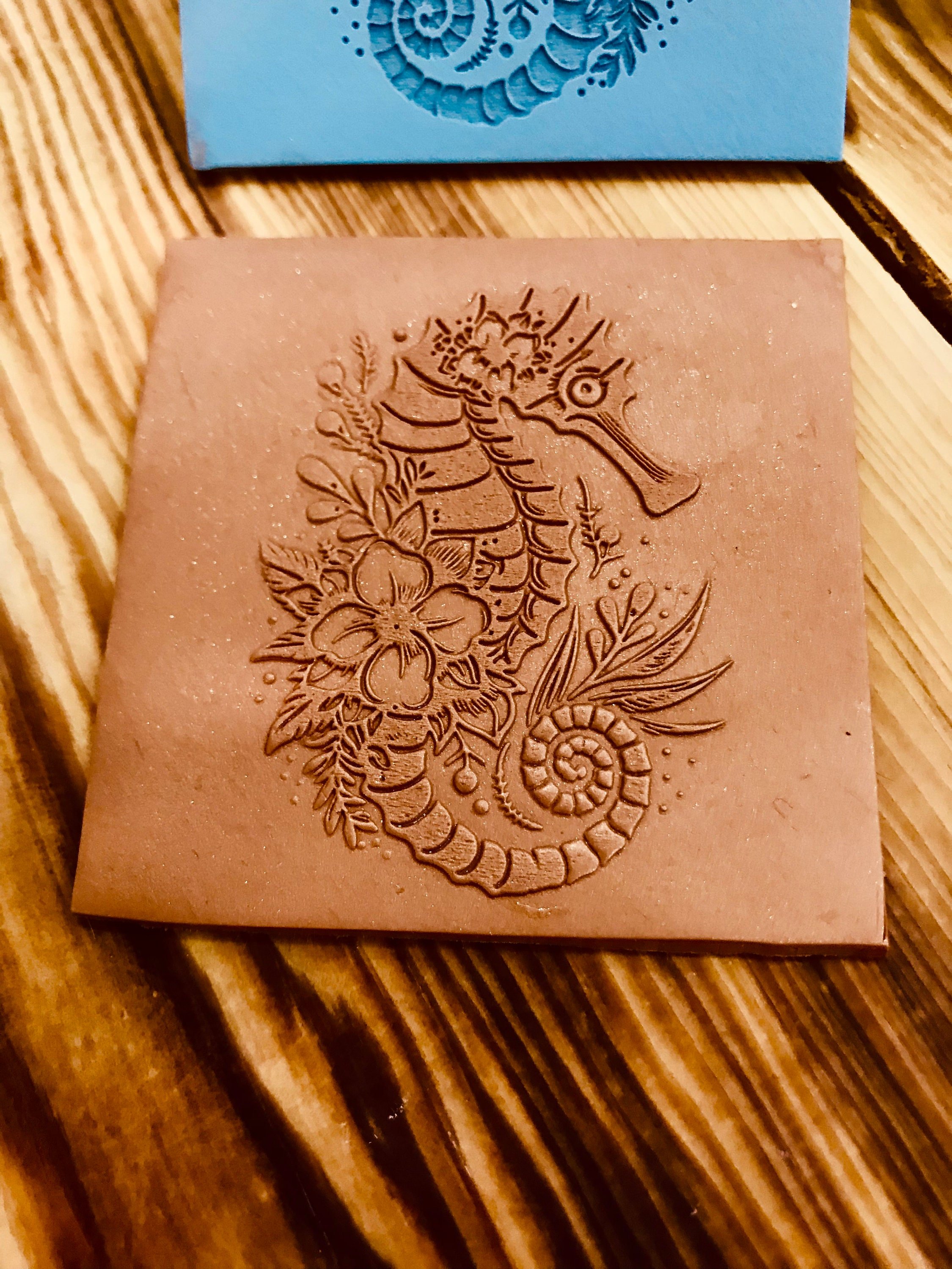Seahorse With Flowers Pattern Rubber Texture Mat Polymer Clay Tools⎥Earring Making⎥Hand Roller⎥Clay Texture Tool⎥Jewellery Tools