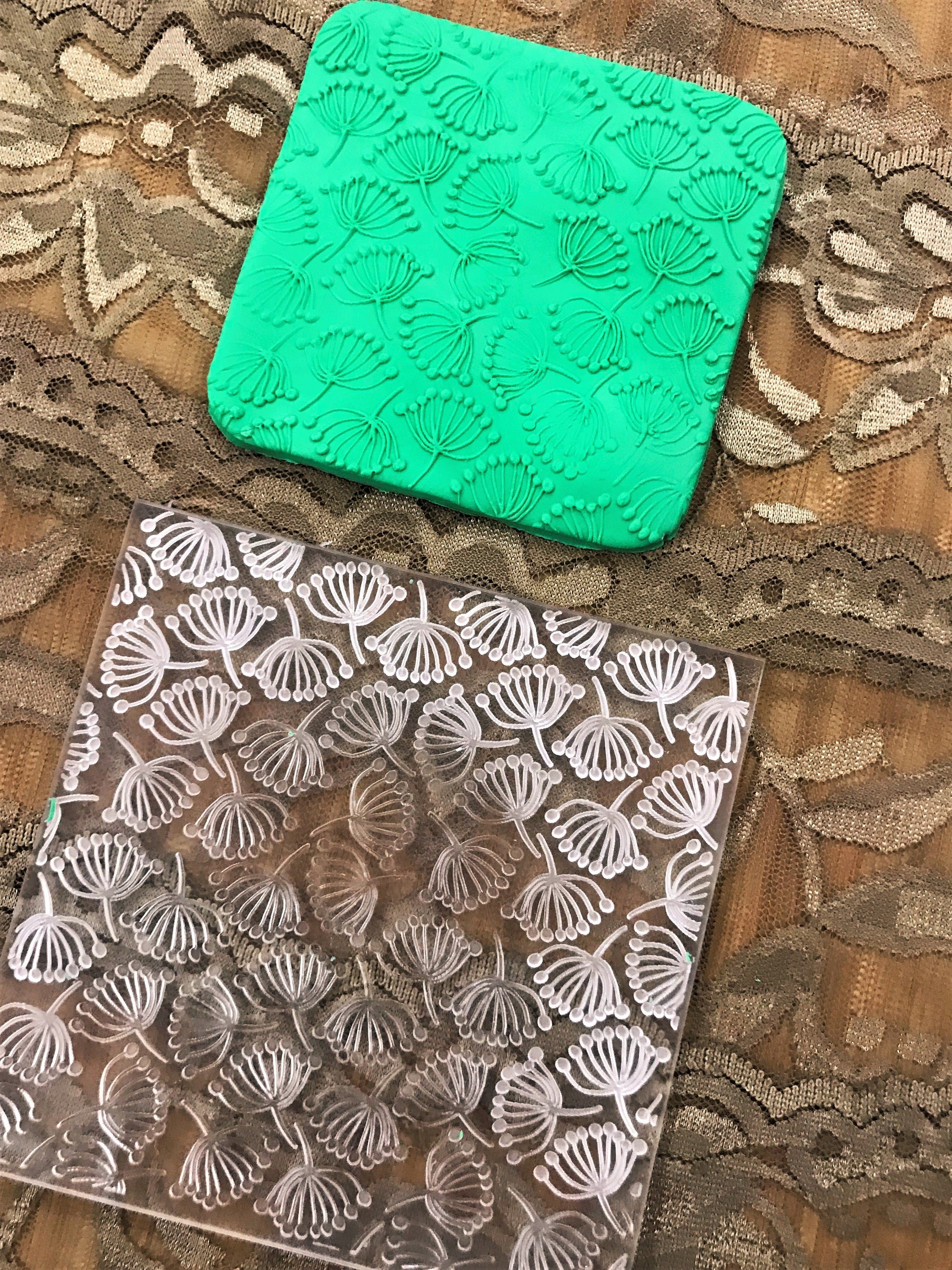 Dandelion Rubber or Acrylic Texture Mat – Polymer Clay Stamp, Embossing Tool, Acrylic Texture Sheet, Plaque, Tile for Fimo, Sculpey, Cernit