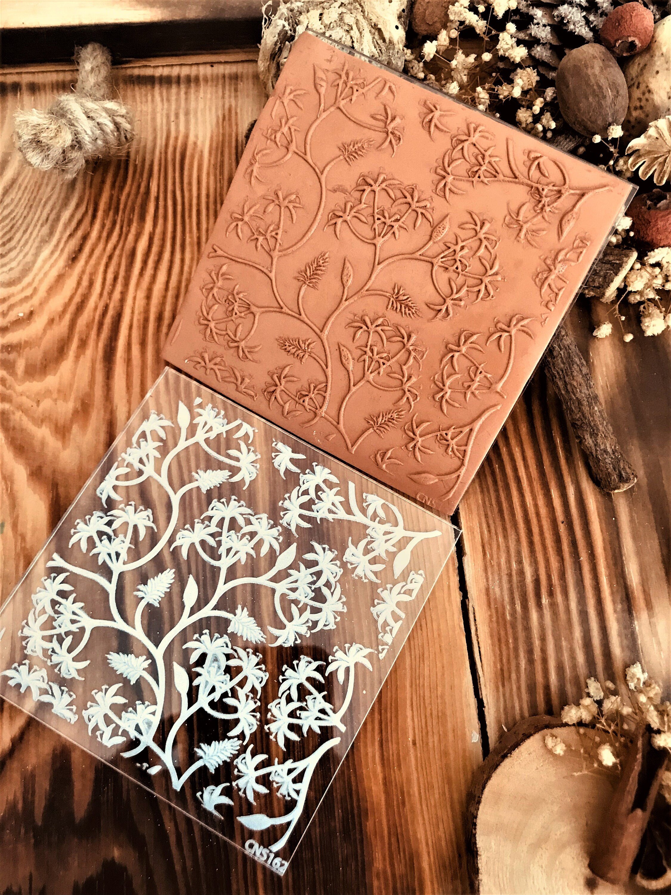 Botanical Leaf8 Texture Mat for Polymer Clay Rubber or Acrylic Texture Stamp, Clay Tool, Texture Sheet for Polymer Clay Earrings & Fondant Crafts
