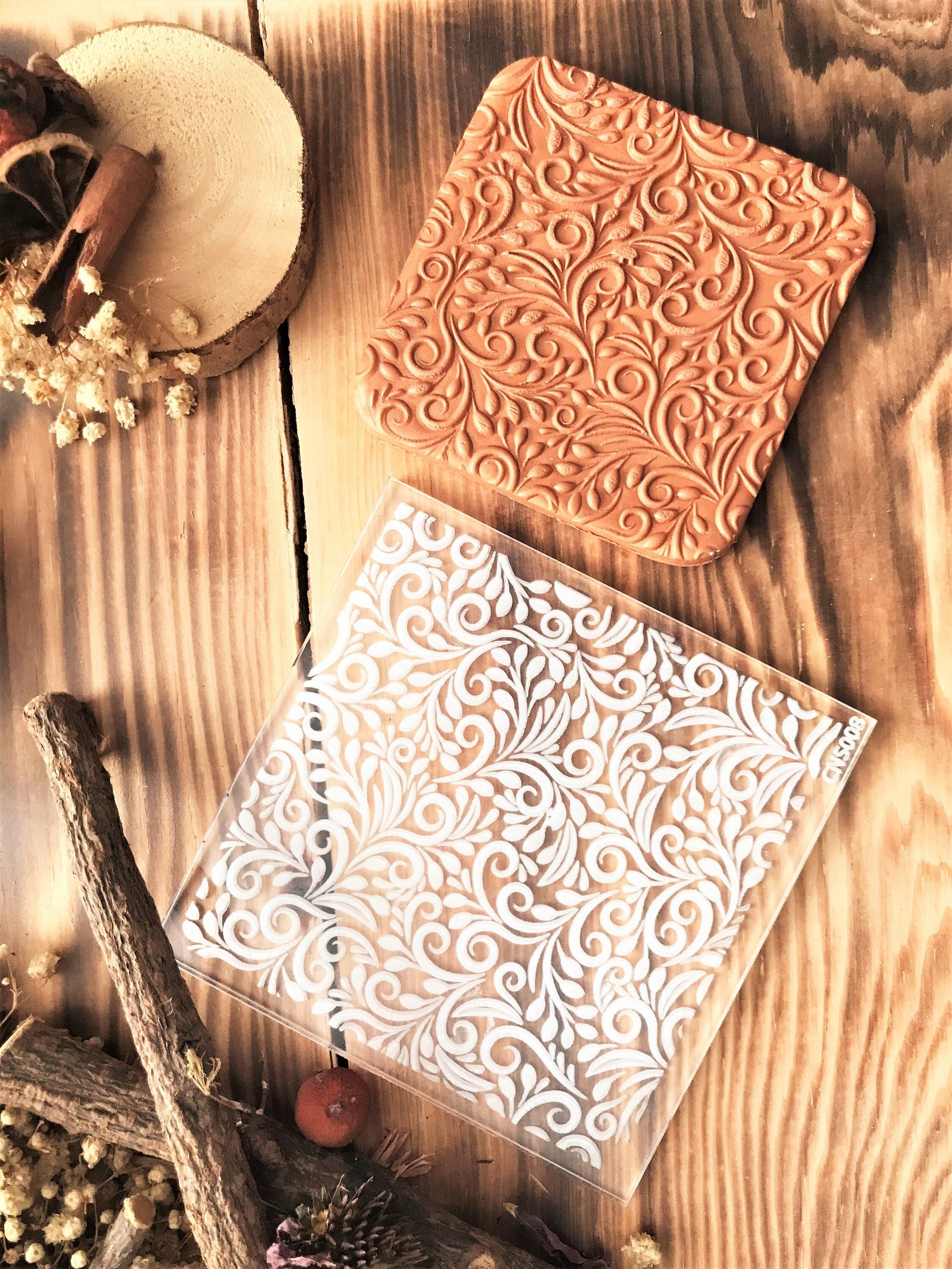 Vintage Unique Acrylic Embossing Stamp For Polymer Clay, Ceramic ,Fondant Stamp, Cookie Embosser, Cookie Stamp, Acrylic tool, For Metal Clay