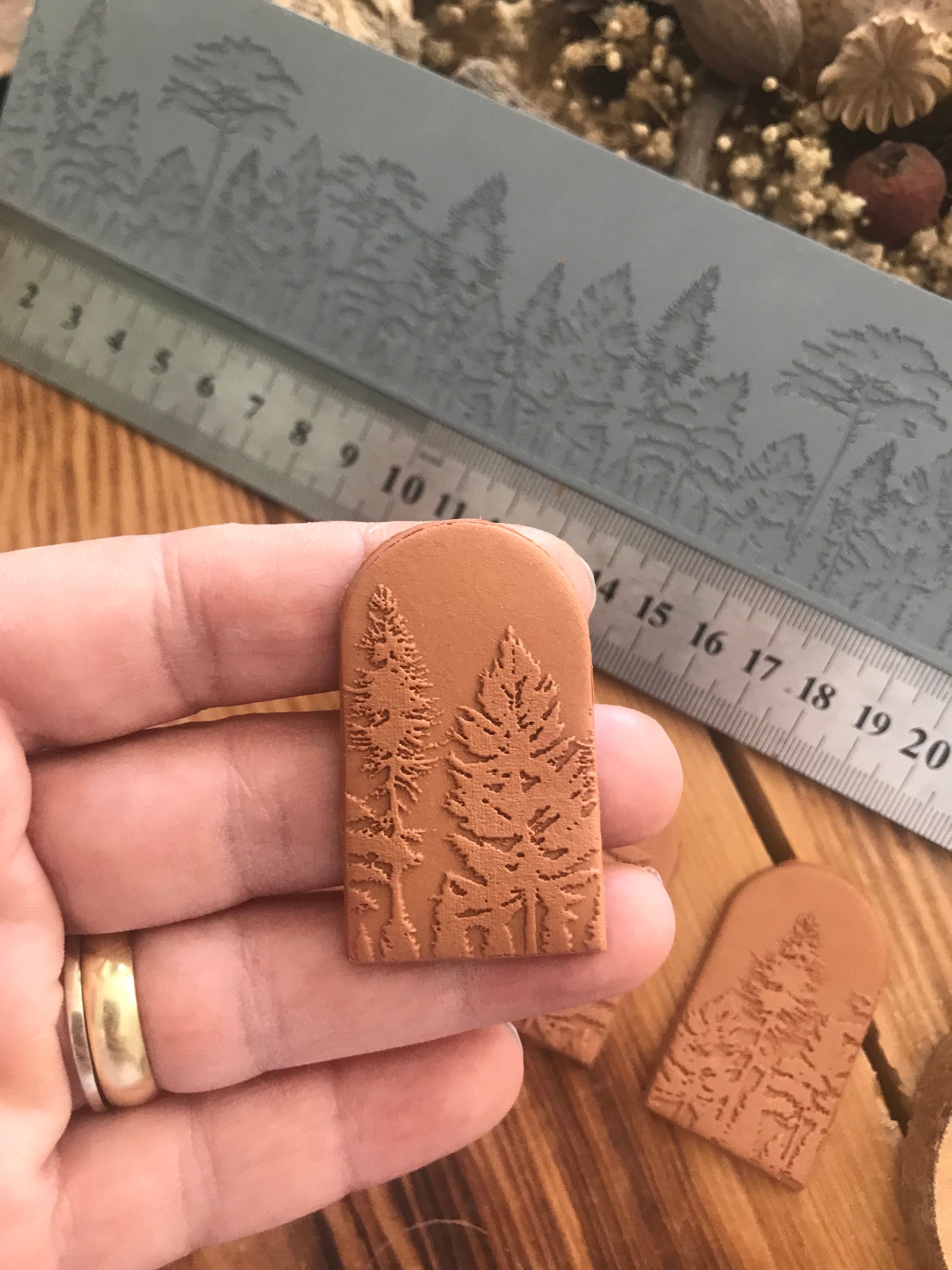 Forest Landscape Texture Mat for Polymer Clay 2 Different Size– Rubber Texture Sheet for Earring Making & Jewelry | Nature Clay Tools for Air Dry Clay & Silver Metal Clay