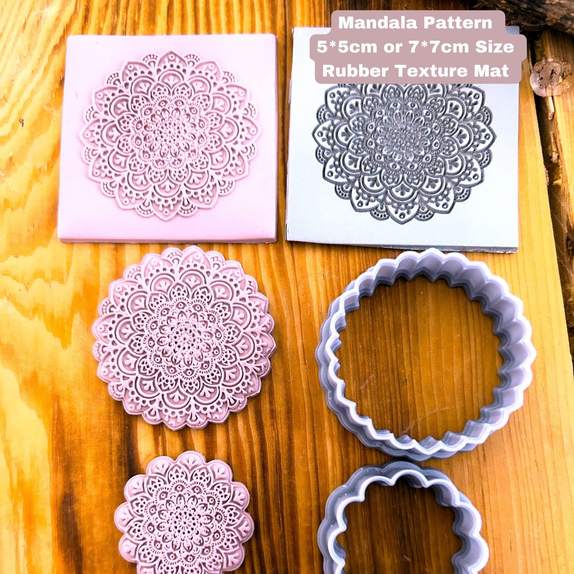 Mandala Design Rubber Texture Mat with Matching Clay Cutters – Available in 5x5 cm and 7x7 cm