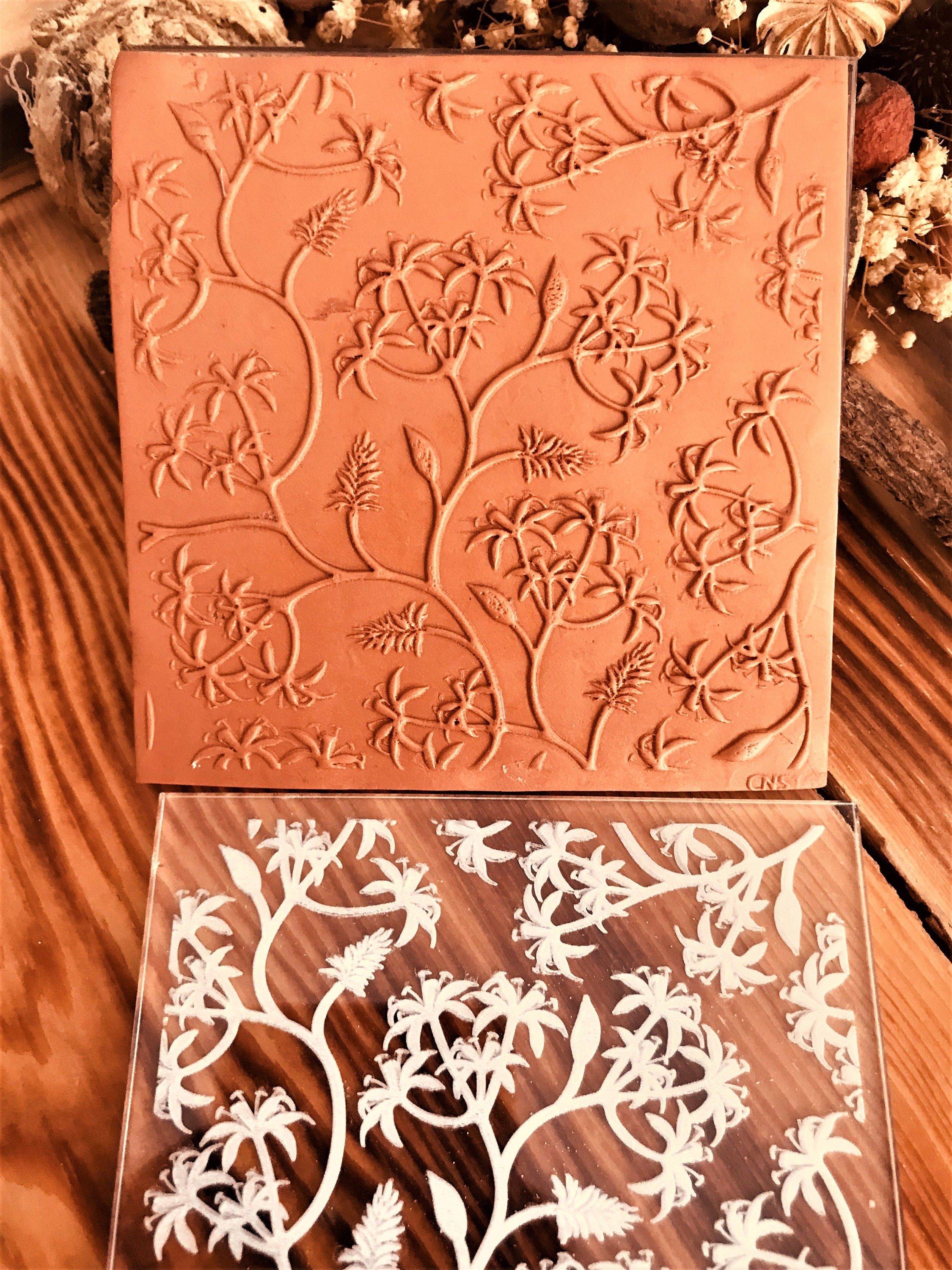 Botanical Leaf8 Texture Mat for Polymer Clay Rubber or Acrylic Texture Stamp, Clay Tool, Texture Sheet for Polymer Clay Earrings & Fondant Crafts
