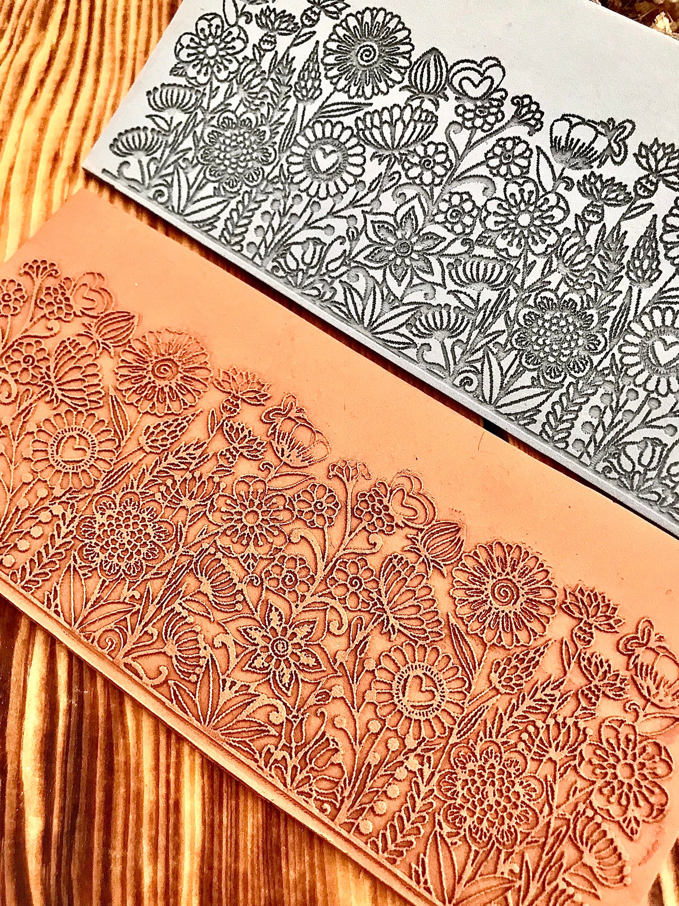 Mandala Flower Meadow Rubber Texture Mat Unique Pattern in 7*14cm dimensions for polymer clay, ceramics⎥