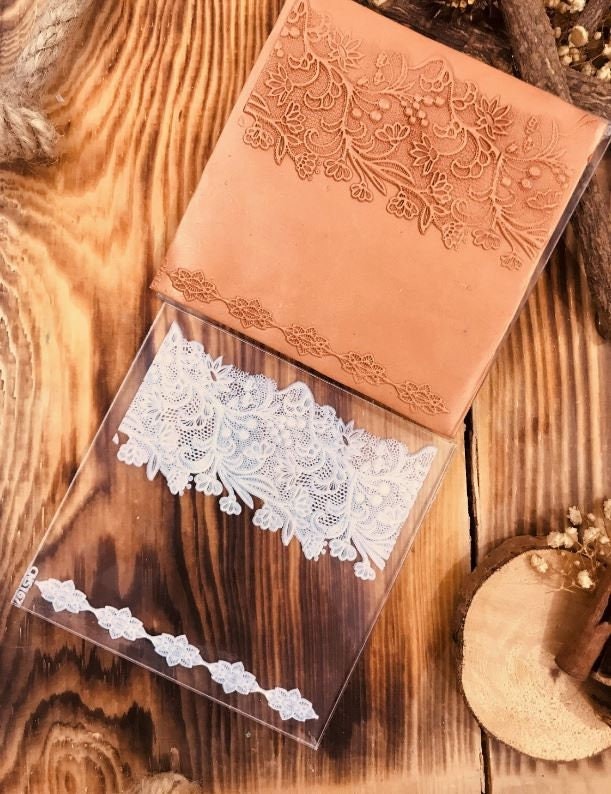 Bridal Lace2 Rubber or Acrylic Texture Mat – Polymer Clay Stamp, Embossing Tool, Acrylic Texture Sheet, Plaque, Tile for Fimo, Sculpey, Cernit