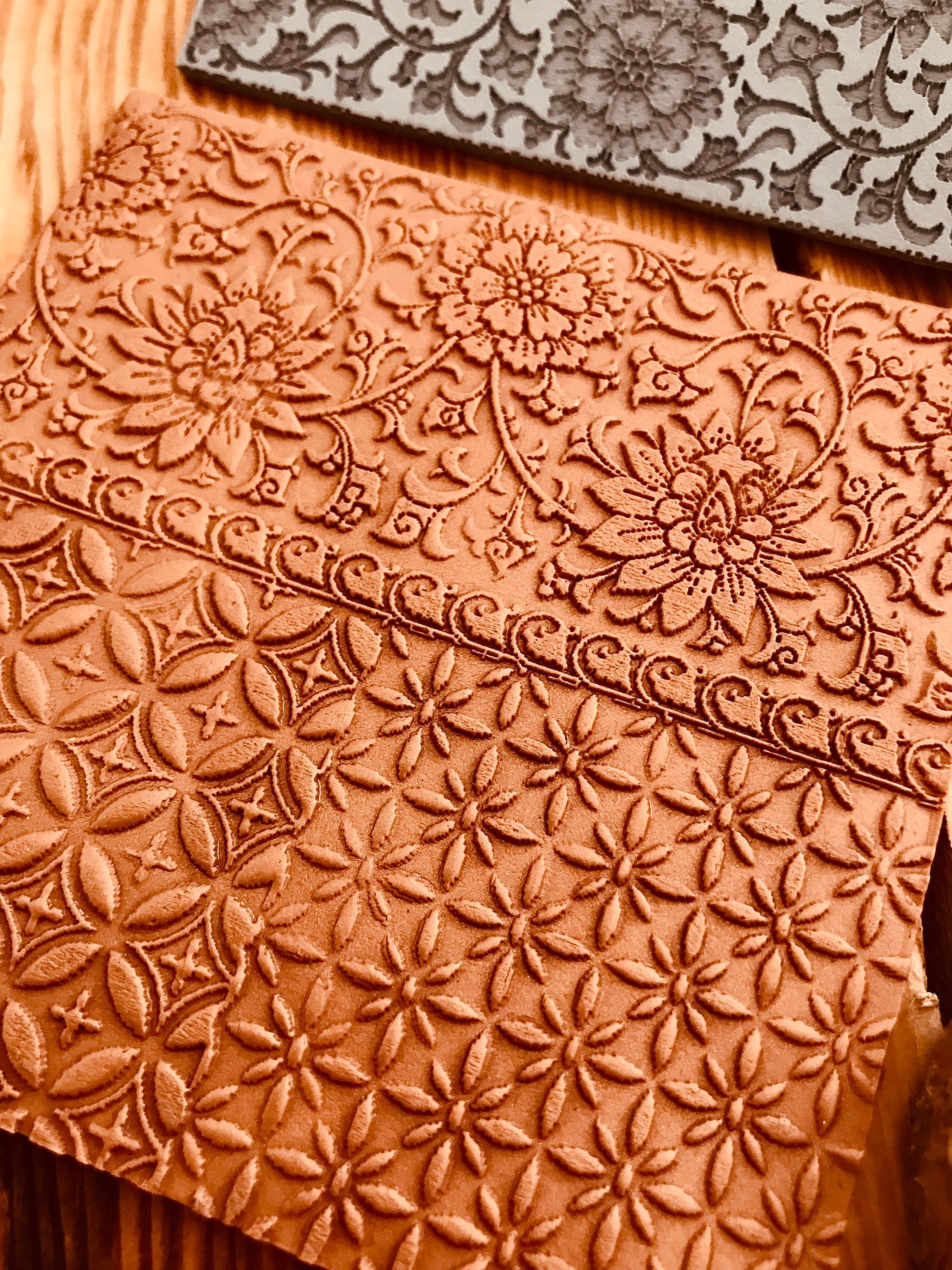 Spanish Tile Pattern Rubber Texture Mat 10*10Cm⎥Polymer Clay Tools⎥Earring Making⎥Hand Roller⎥Clay Texture Tool⎥Jewellery Tools