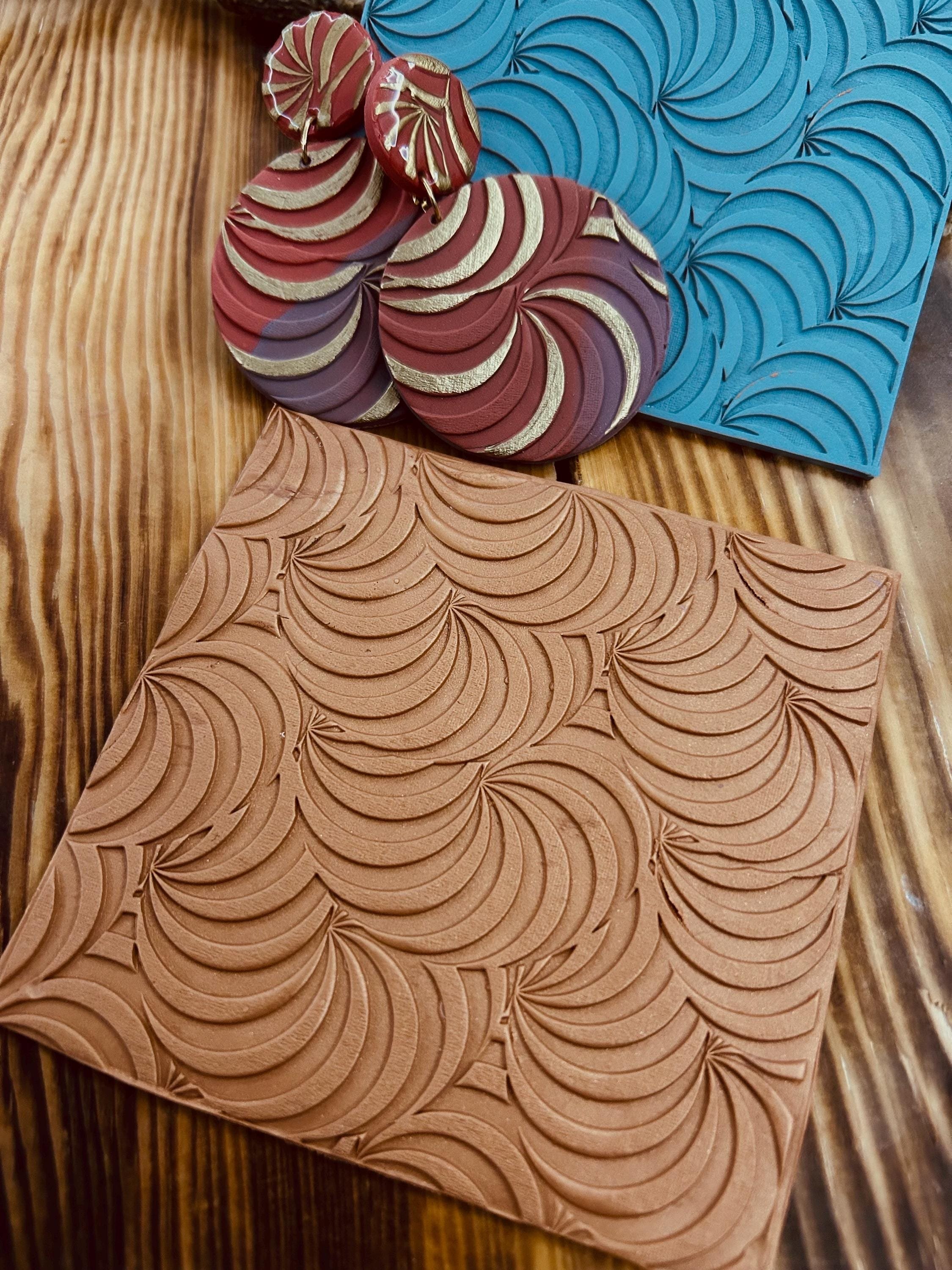 Wave Optical Illusion Pattern Rubber Texture Mat Polymer Clay Tools⎥Earring Making⎥Hand Roller (Picture Size 10*10cm Rubber)