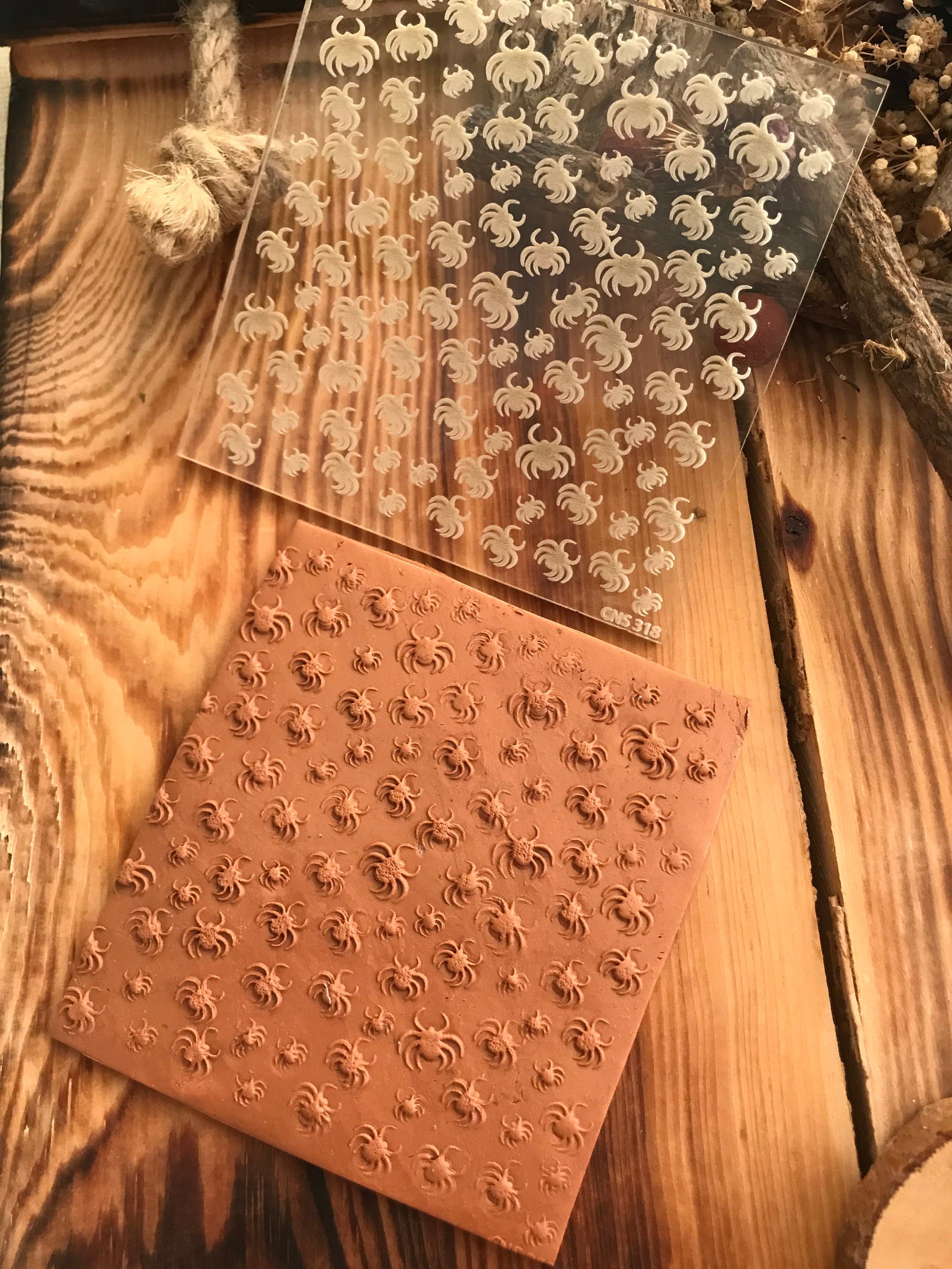Spider Acrylic Embossing Stamp For Polymer Clay, Ceramic ,Fondant Stamp, Cookie Embosser, Cookie Stamp, Acrylic texture tool