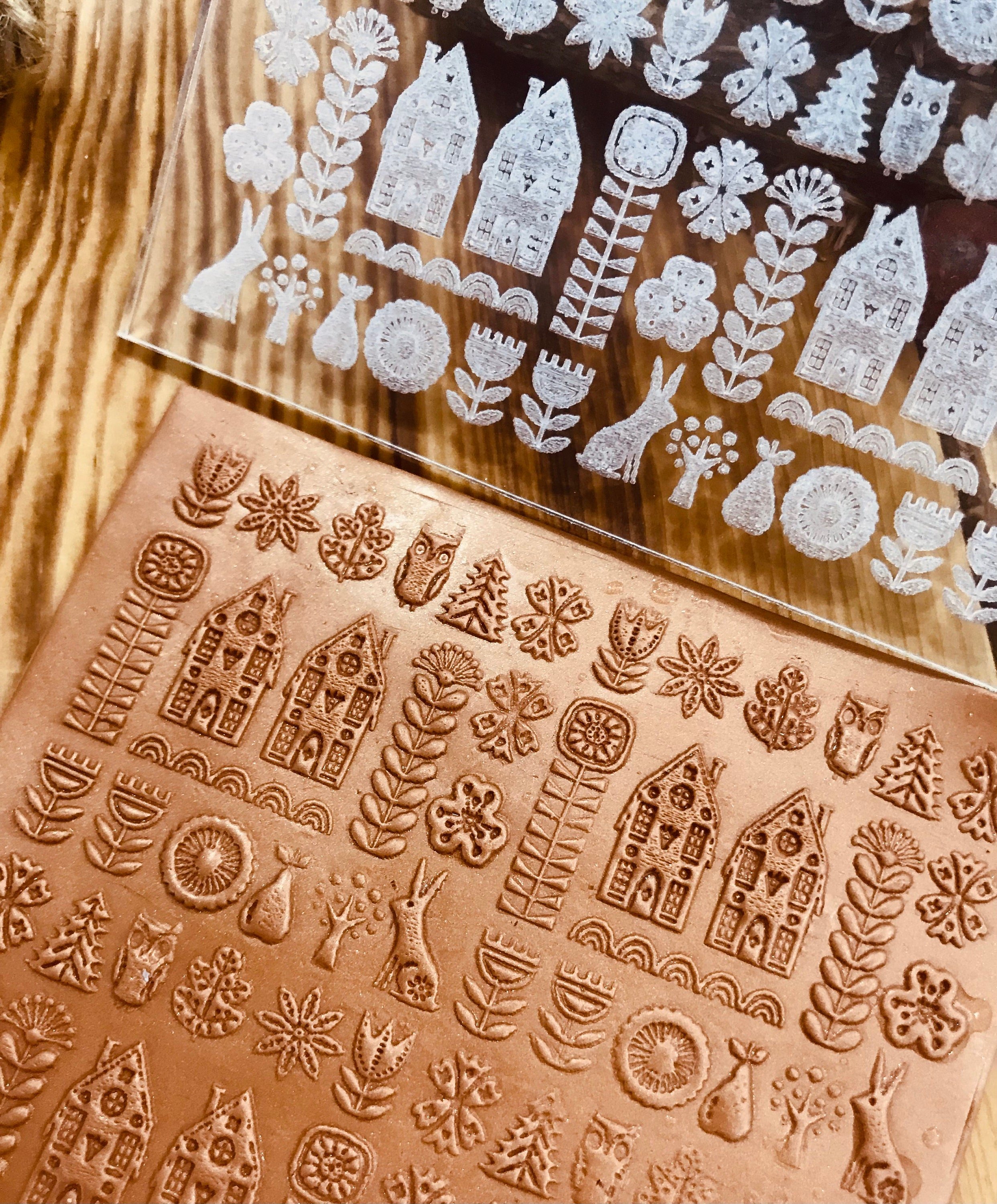 Ornamental Acrylic or Rubber Embossing Stamp For Polymer Clay, Ceramic ,Fondant Stamp, Cookie Embosser, Cookie Stamp, Acrylic texture tool