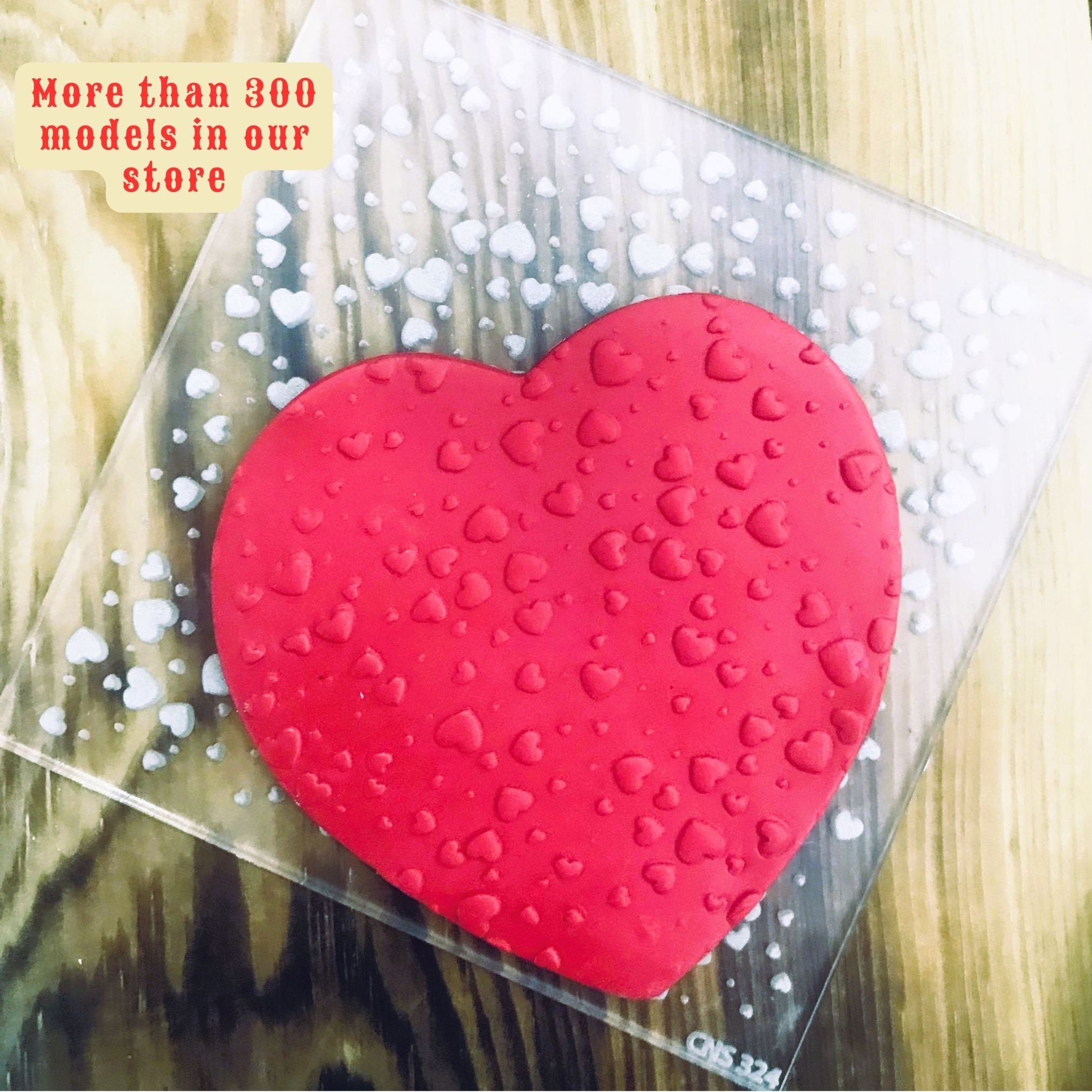 Valentine Heart Pattern Acrylic Texture Embosser, Valentines Day ,Acrylic clay texture tool, Clay Texture Sheet, Ceramic Earring Supplies
