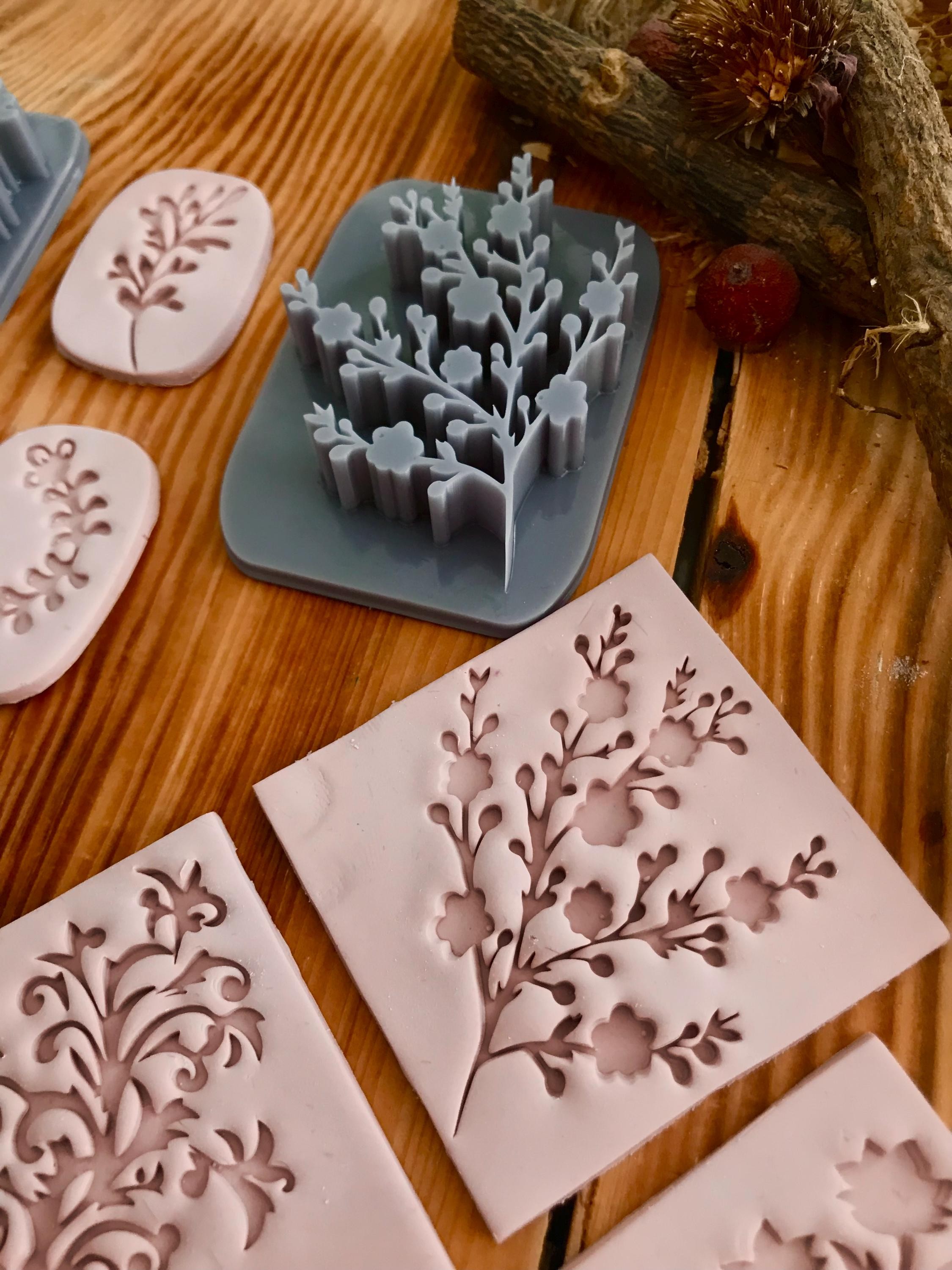 🌸 5-in-1 Floral Vintage Deboss Stamp Set – Perfect for Polymer Clay, Soap, Ceramics & Baking! 🌸