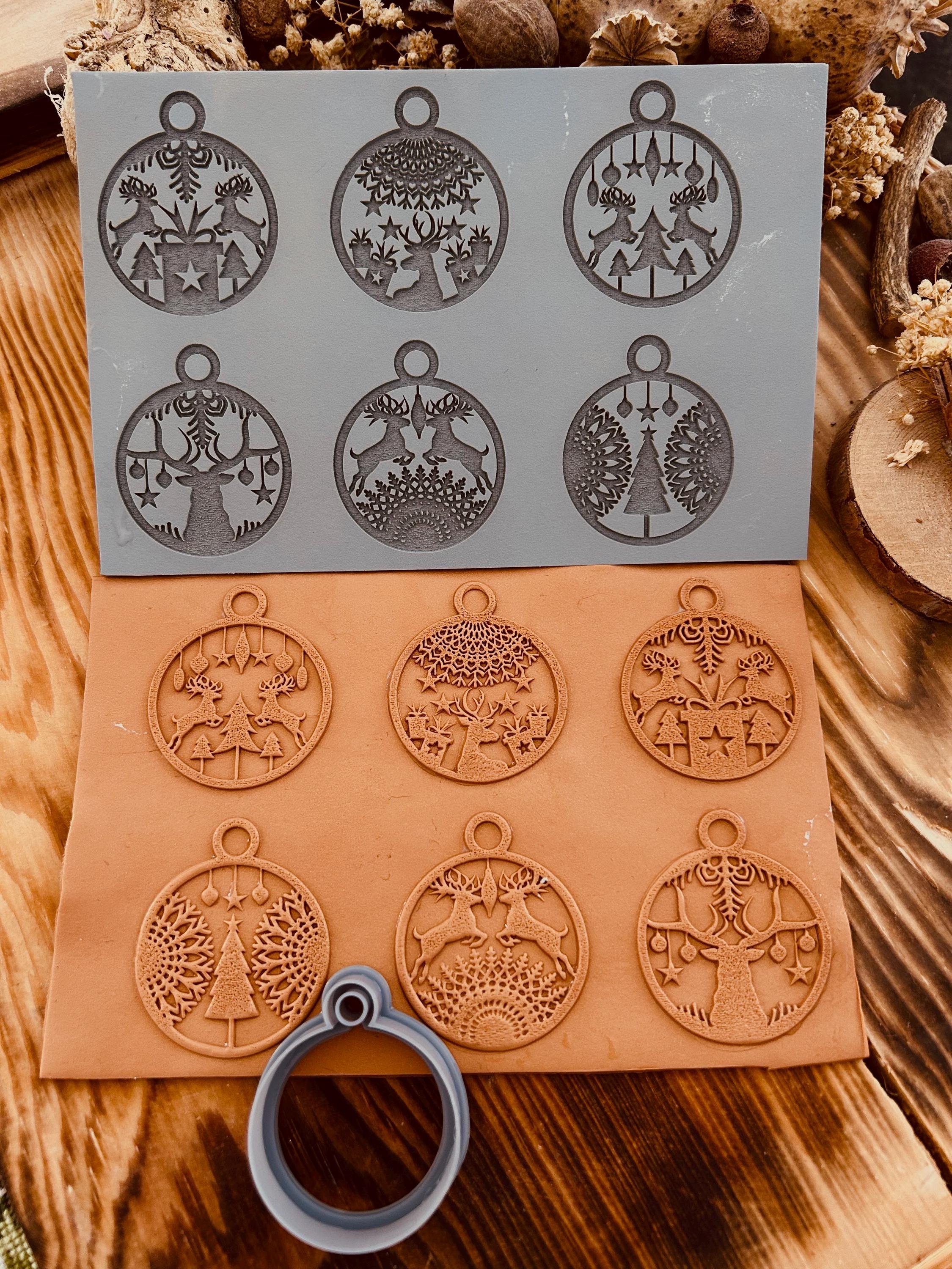 Christmas Ornament Rubber Texture Mat – Unique Pattern for Polymer Clay, Fimo, Sculpey – 10x14 cm – Ideal for Crafting & DIY Projects