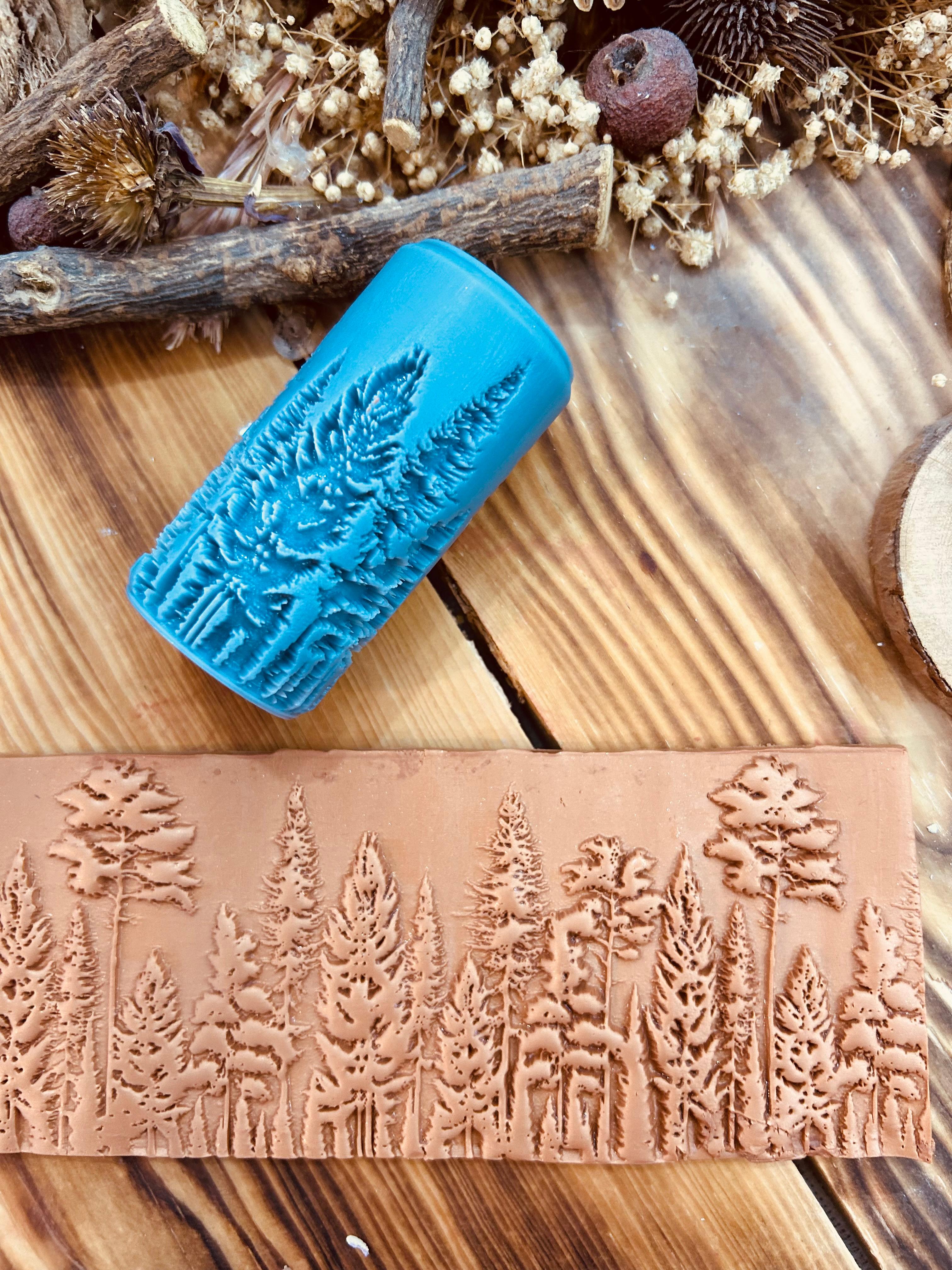 Forest Patterned 7cm High Roller, Embossing Texture Roller, DIY tool, Polymer Clay, Ceramic, Sugar Dough