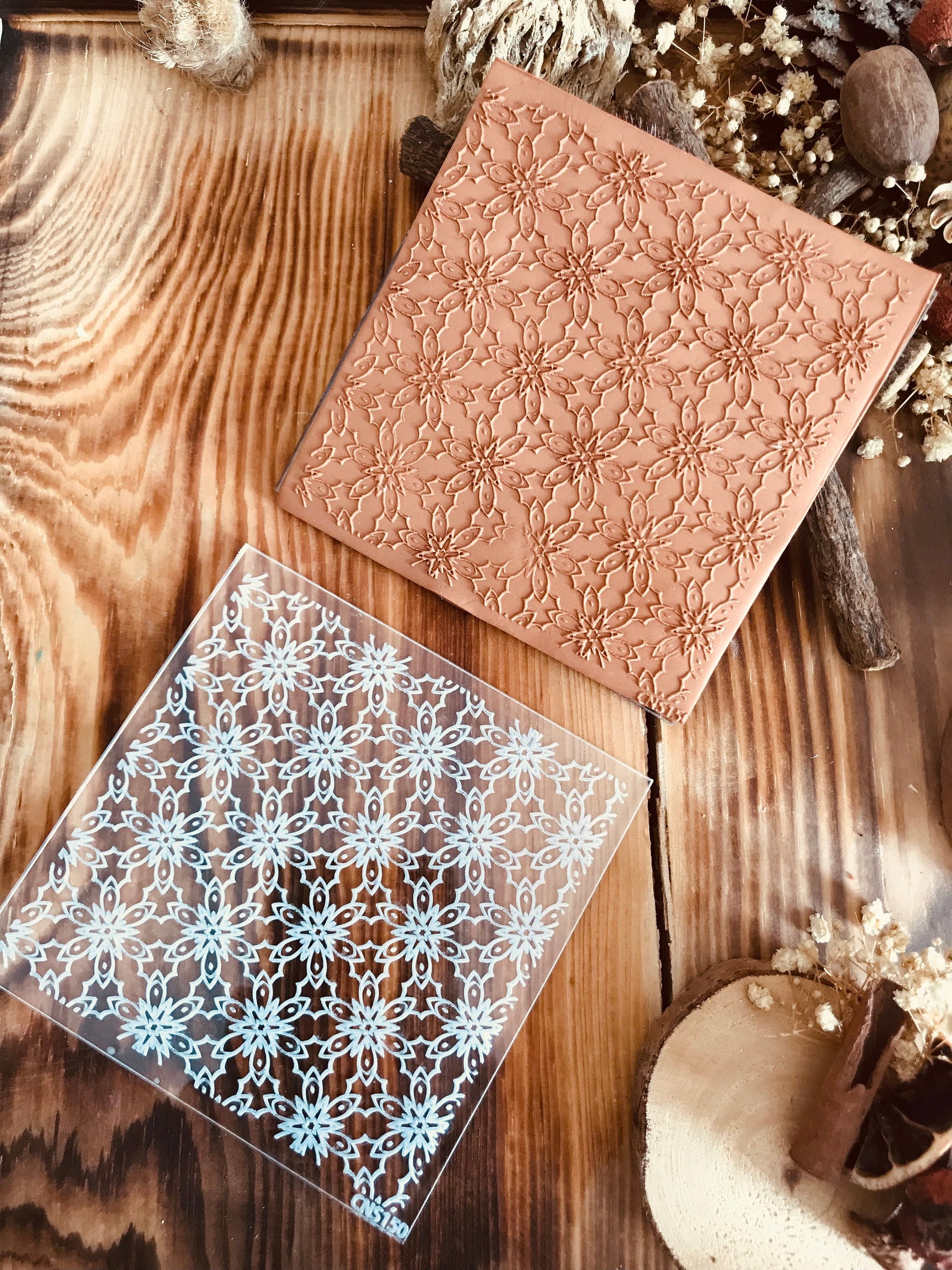 Baroque5 Pattern Texture Mat | Polymer Clay Debossing Stamp | Rubber or Acrylic Texture Sheet for Jewelry, Crafts, and Cake Decorating