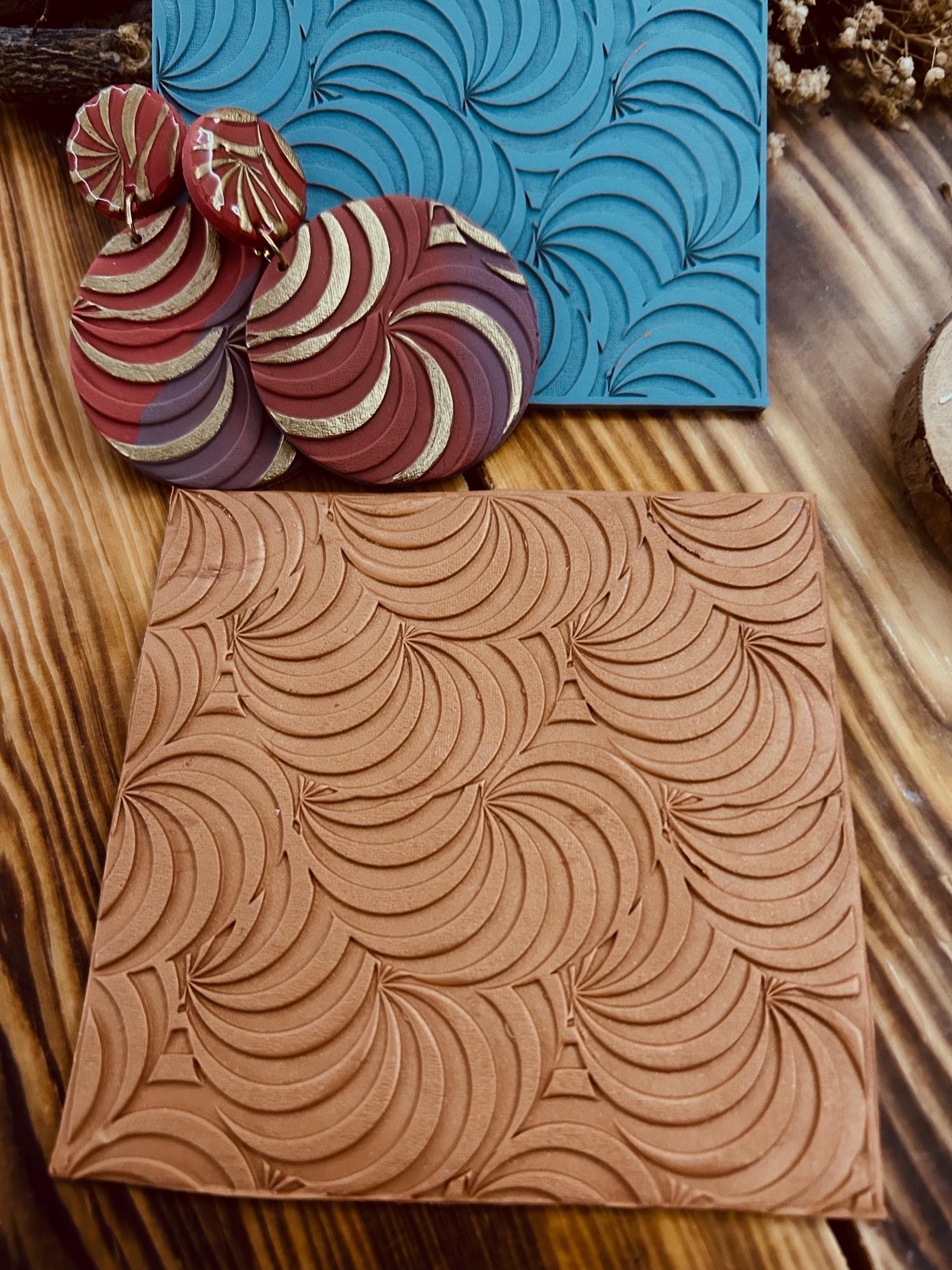 Wave Optical Illusion Pattern Rubber Texture Mat Polymer Clay Tools⎥Earring Making⎥Hand Roller (Picture Size 10*10cm Rubber)