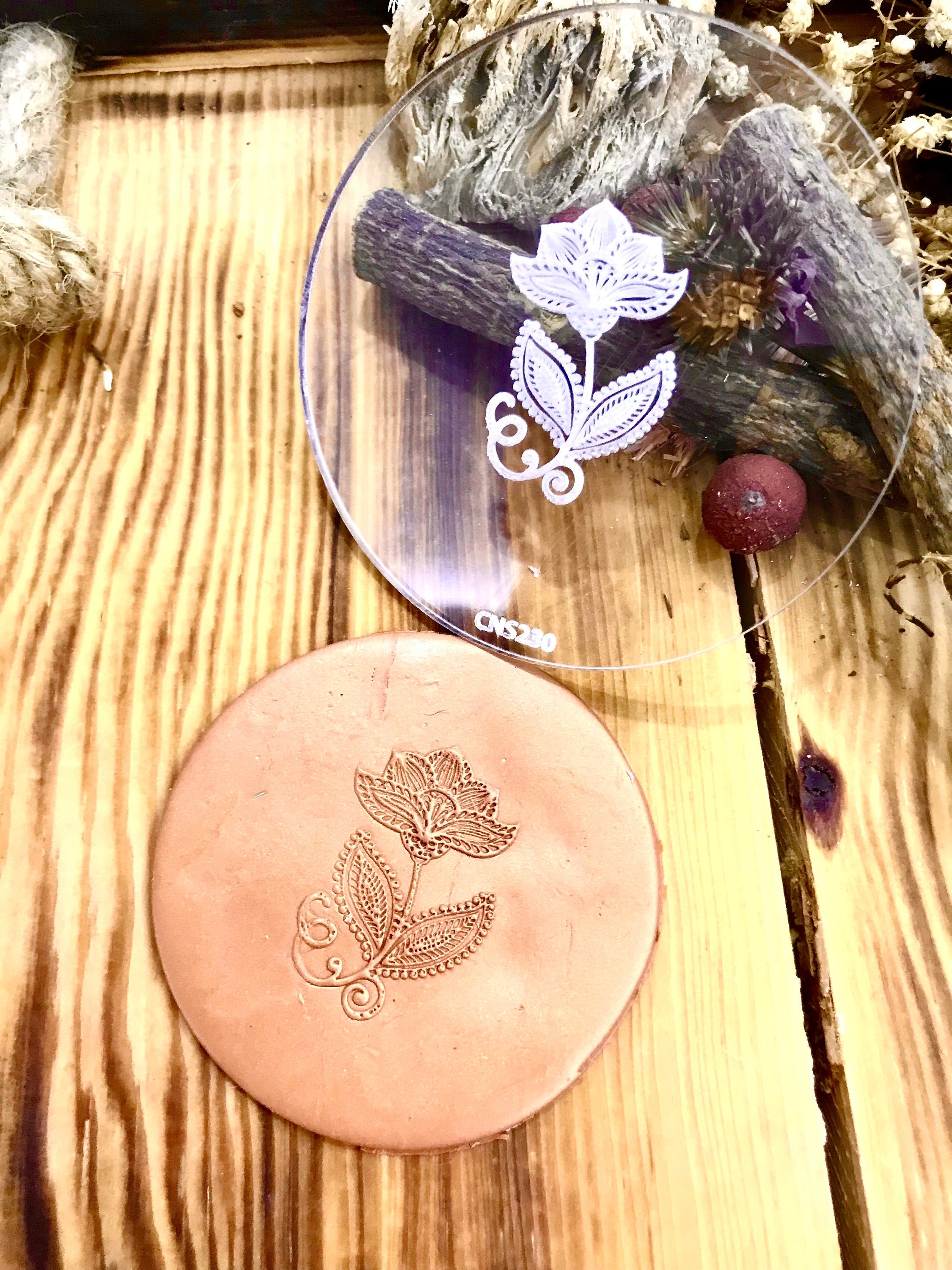 Mandala Flower Pattern Texture Mat, Debossing Stamp, Acrylic clay texture tool, Texture Sheet,Ceramic Supplies, Texture Plate,Texture Plaque
