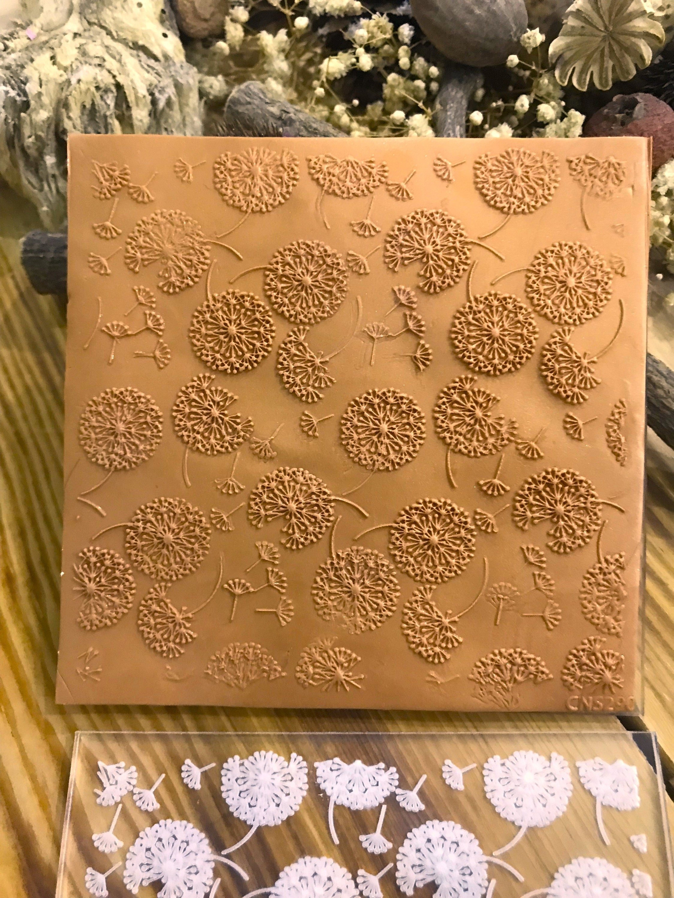 Dandelion Rubber or Acrylic Texture Mat – Polymer Clay Stamp, Embossing Tool, Acrylic Texture Sheet, Plaque, Tile for Fimo, Sculpey, Cernit