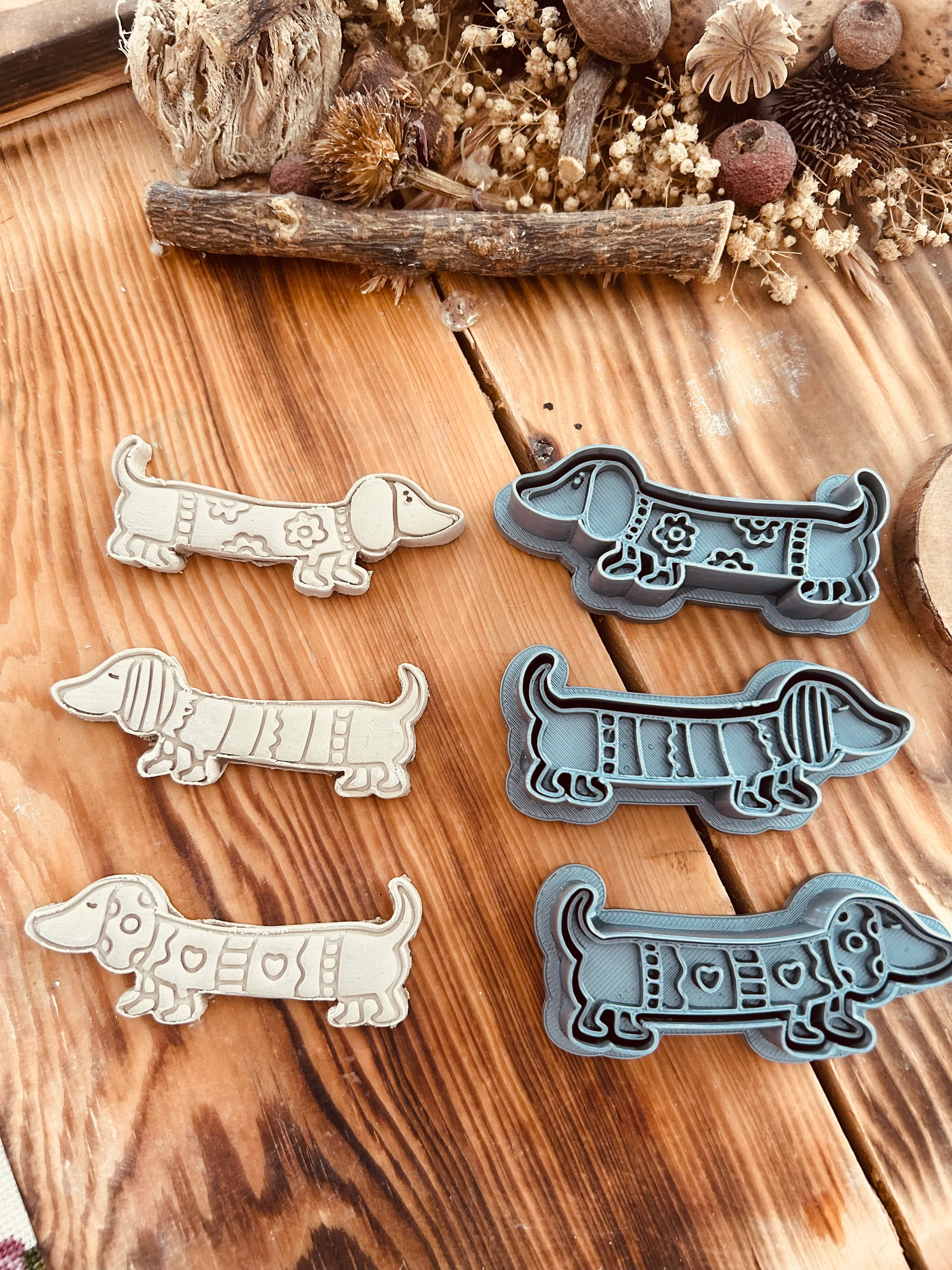 🐾 Sosis Köpek Damga + Kesici Seti (3 Damga + 3 Kesici)