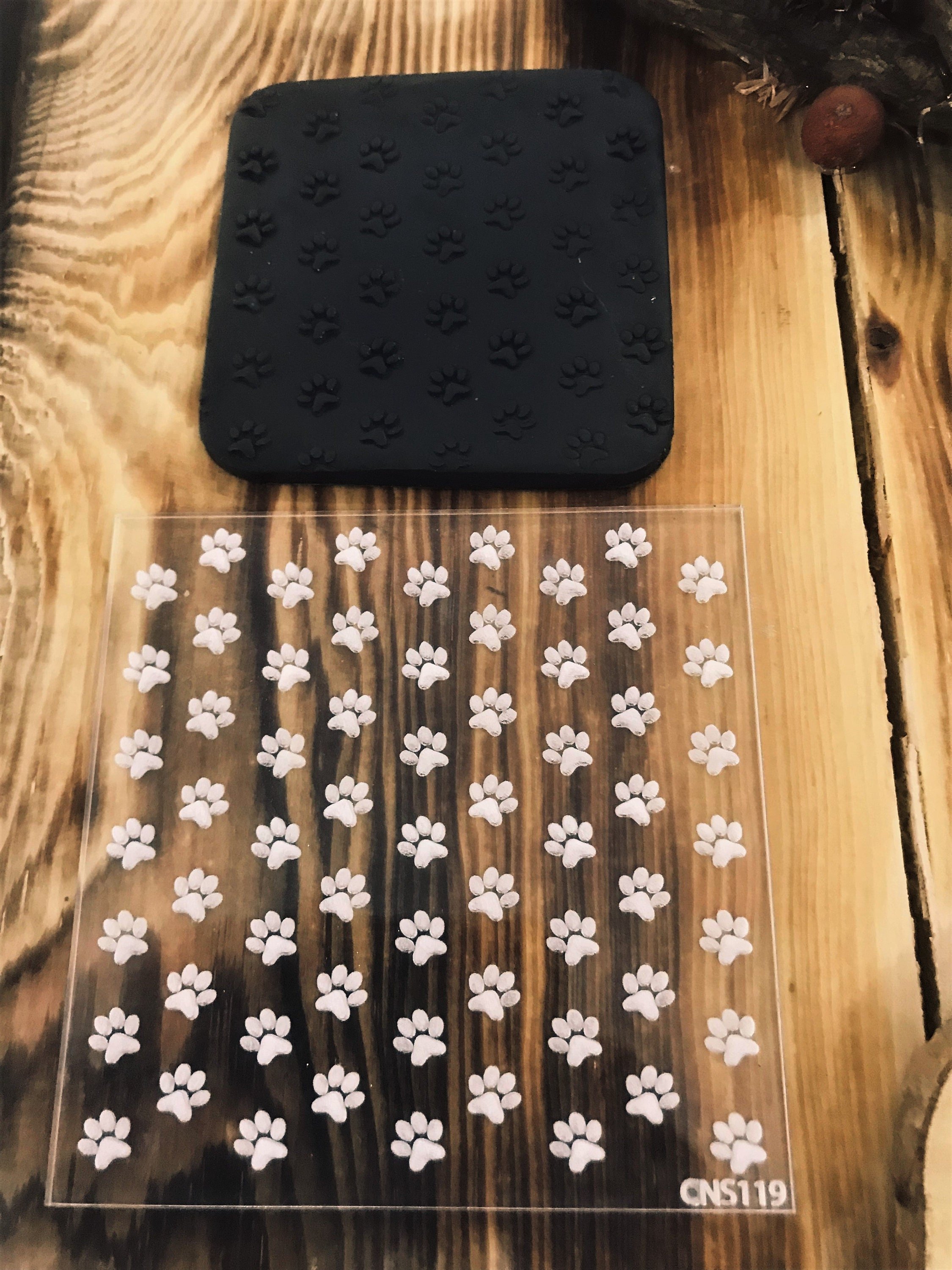 Paw pattern embosser fondant stamp, acrylic embosser for cookies, cupcakes, and cake decorating debosser, Polymer Clay Debossing Stamp