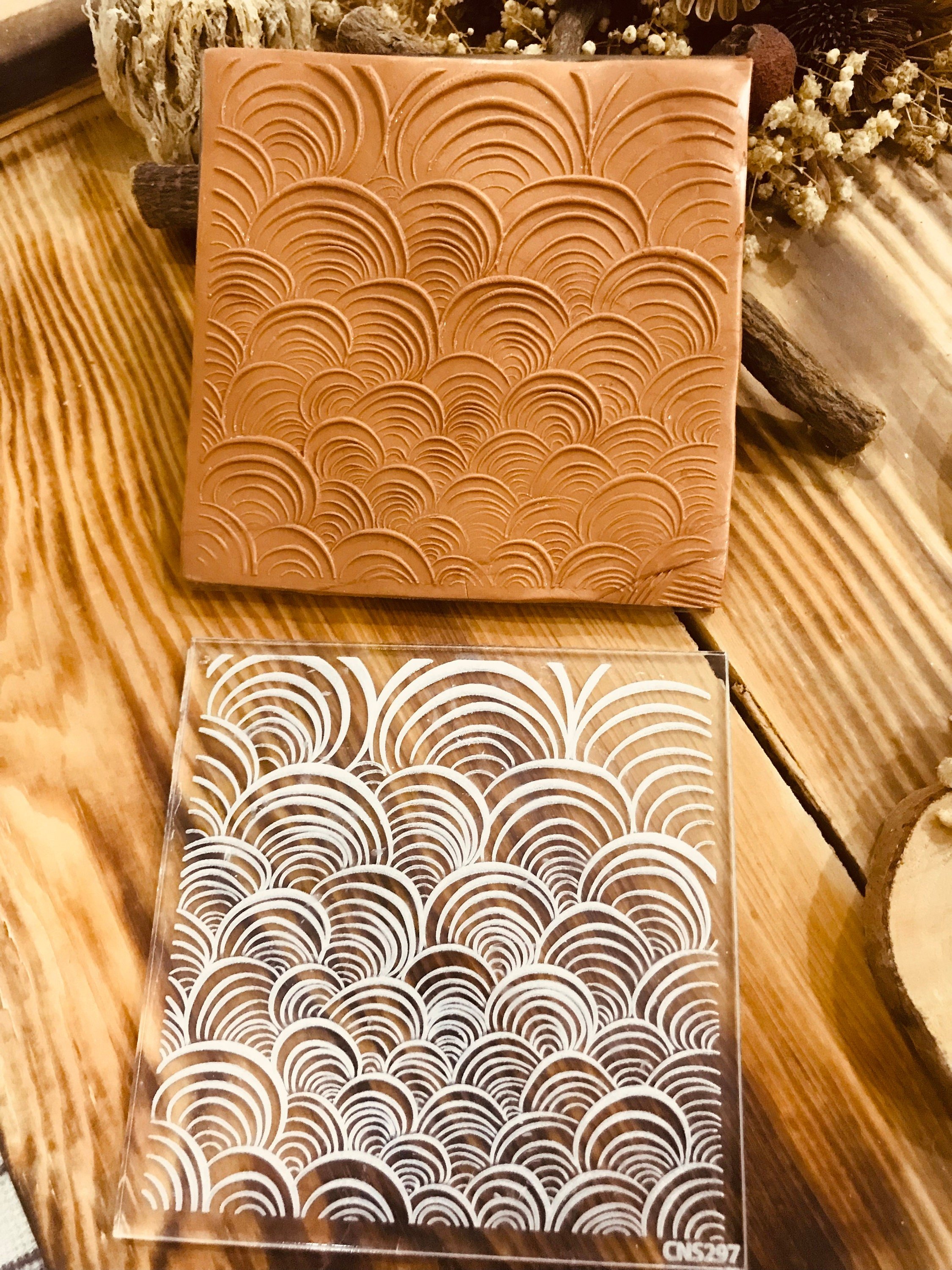 Ring Patterned Acrylic Texture Tile, 10*10cm size,Polymer Clay Embossing Stamp,  Texture Plaque,Texture Tile,Fimo, Sculpey, Cernit