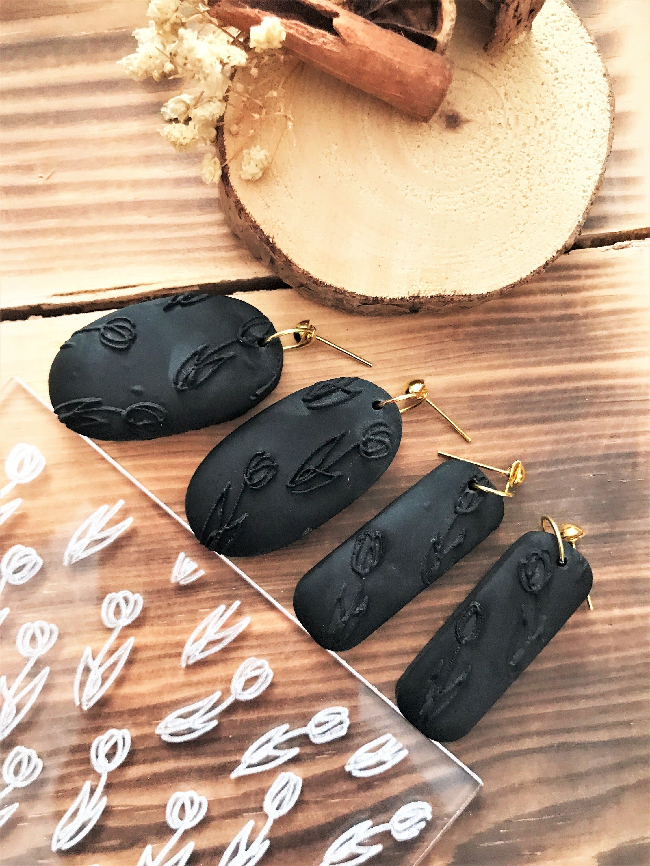 Tulip Pattern Fondant/Polymer Clay/Cookie Embosser Stamp, Floral Polymer Clay  Stamp, Embossing tool, Ceramic Supplies, Texture Plate