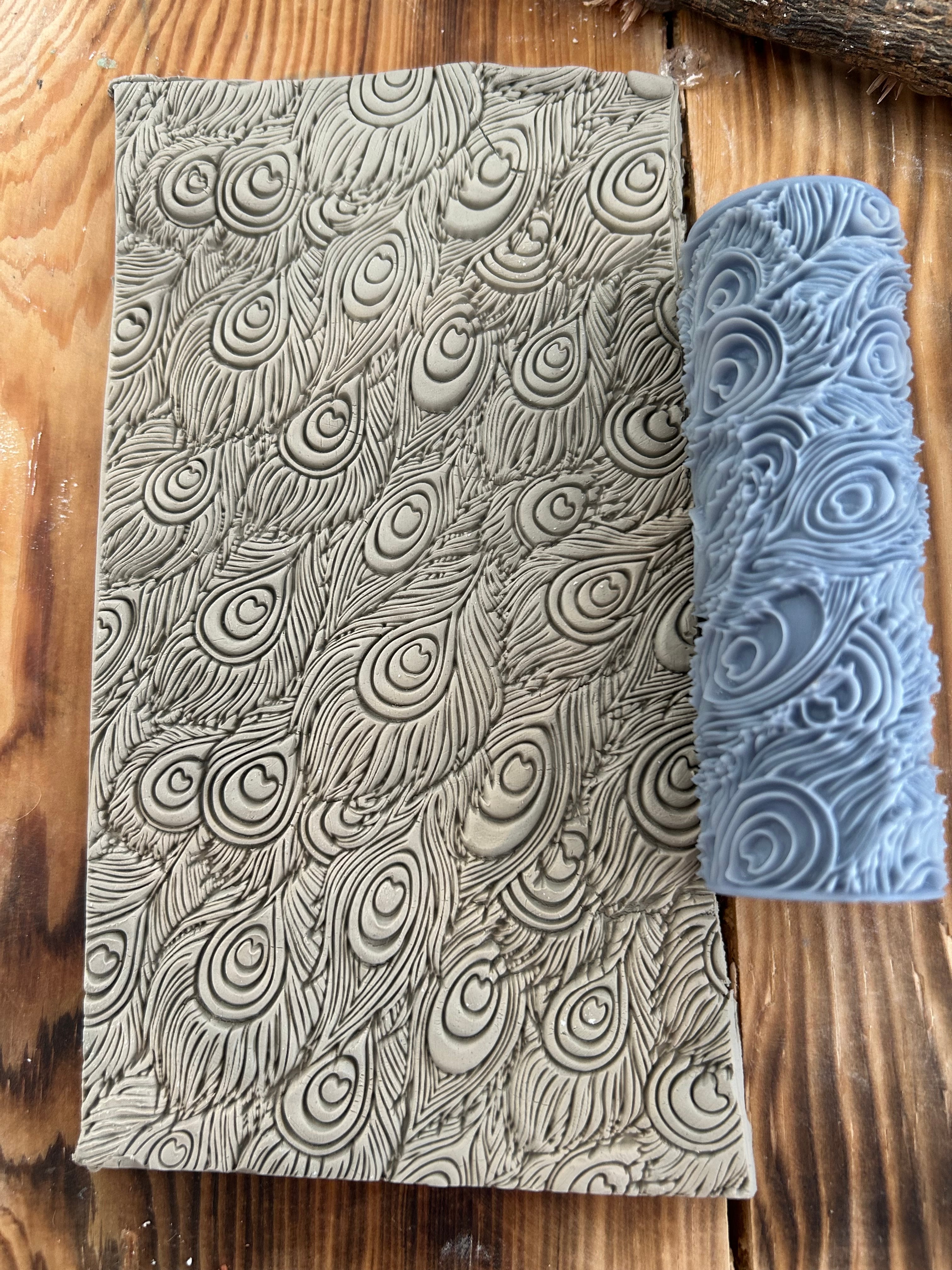 Peacock Feather Texture Roller – 10 cm Embossing Tool for Polymer Clay, Air Dry Clay And Soap