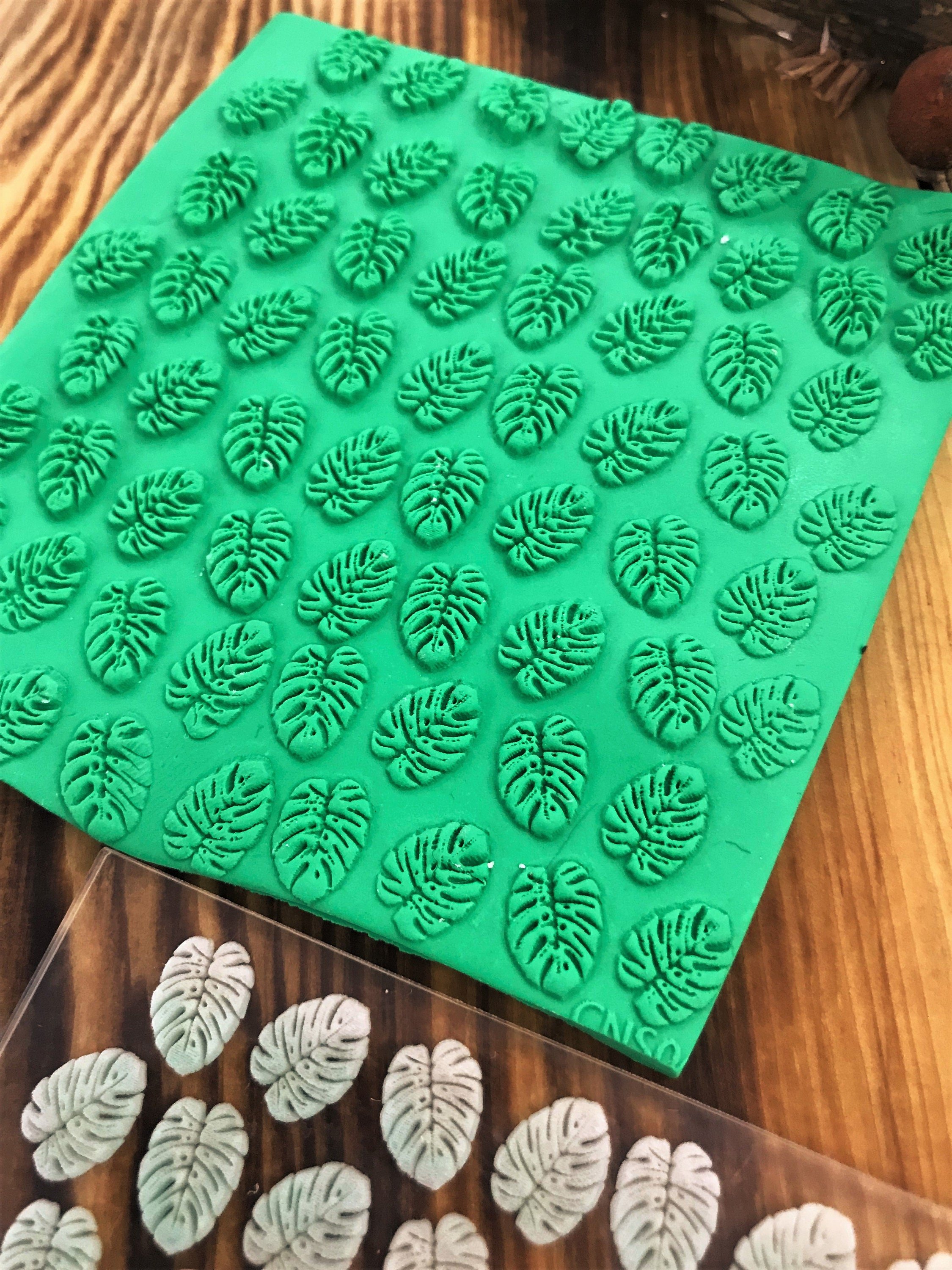 Palm Leaf Texture Mat, Polymer Clay Impression Mat, Acrylic Ceramic texture tool, Polymer Clay Earring Tool