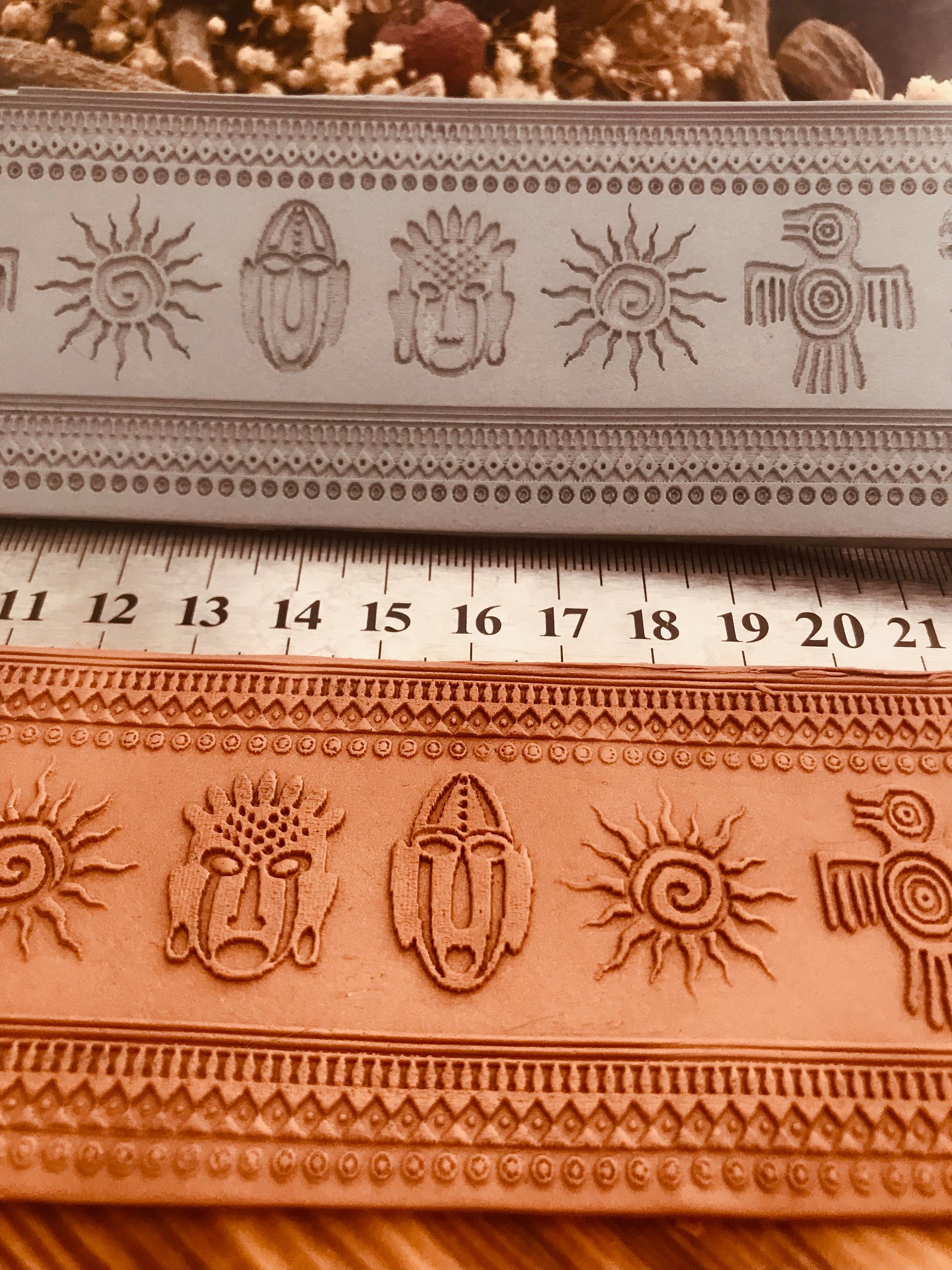 Aztec Texture Mat – Rubber Stamp for Polymer Clay, Pottery, Silver Clay | Earring & Jewelry Making Tool