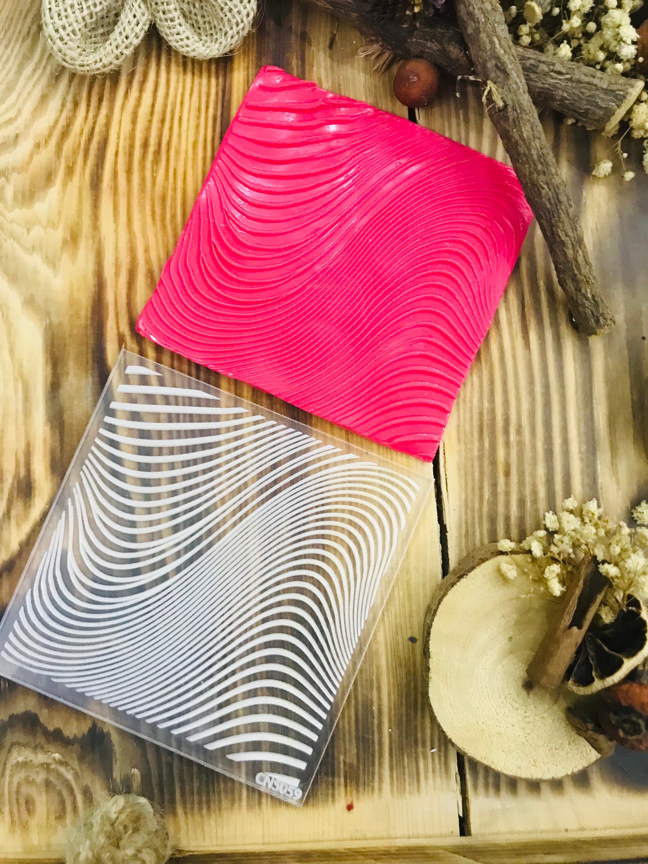 Wave Texture Mat, Polymer Clay Debossing Stamp, Acrylic clay tool, Wave Texture Sheet, Pottery Tools, Ceramic Supplies, Texture Plate