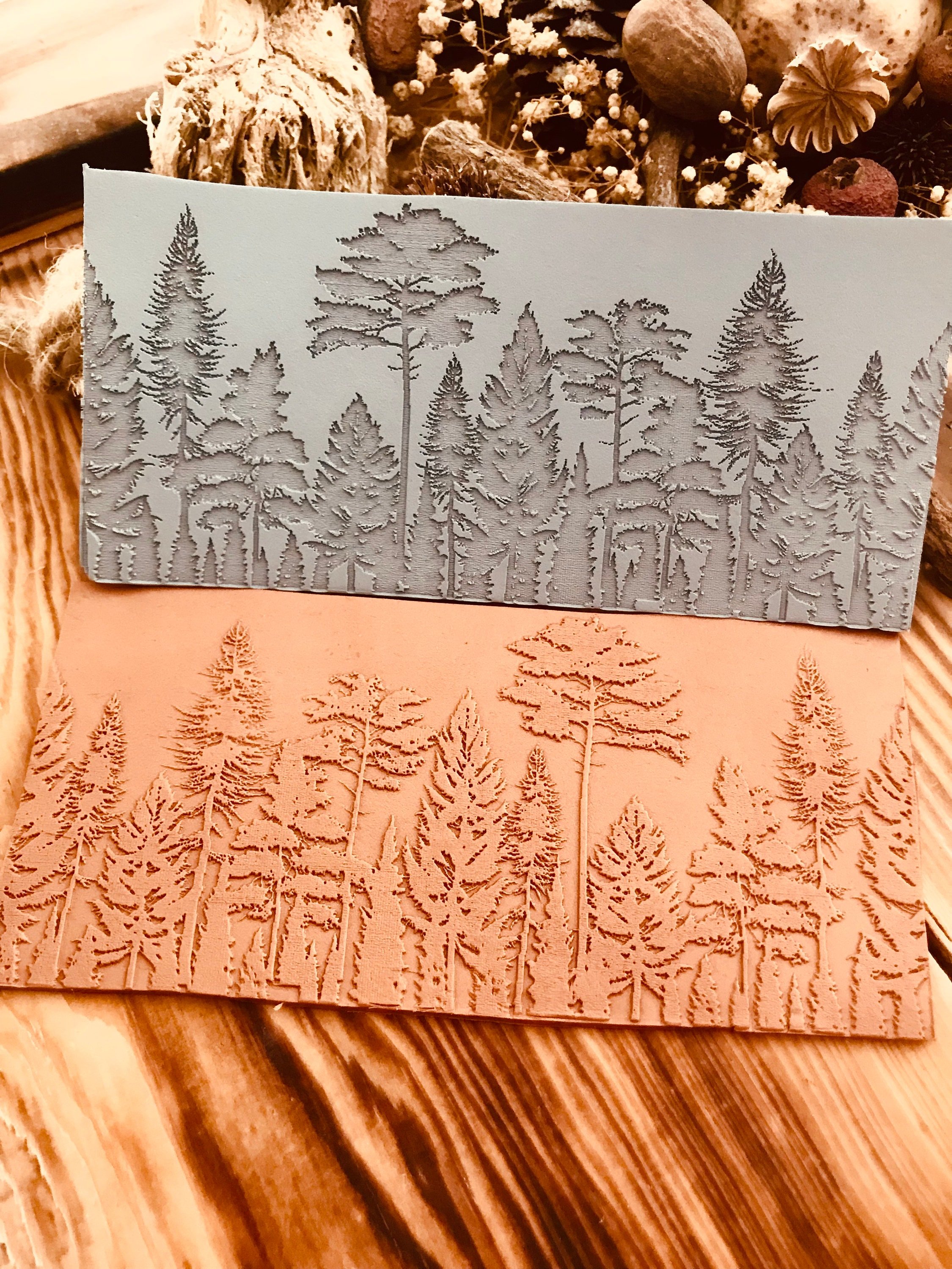 Forest Landscape Rubber Texture Mat – 7x14.5cm Clay Texture Sheet | Nature Pattern Stamp for Polymer Clay, Air Dry Clay, Jewellery & Mug Designs