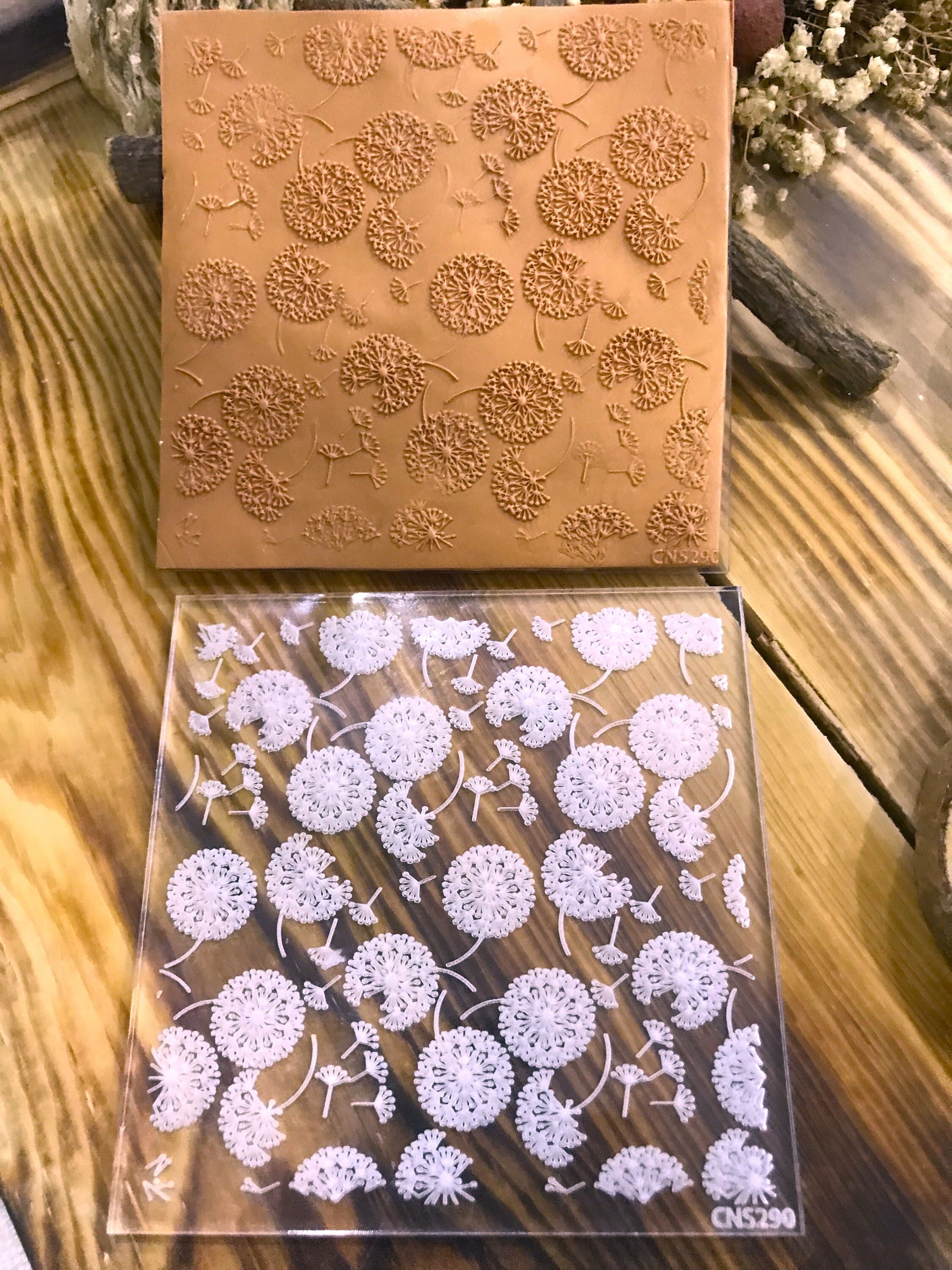 Dandelion Rubber or Acrylic Texture Mat – Polymer Clay Stamp, Embossing Tool, Acrylic Texture Sheet, Plaque, Tile for Fimo, Sculpey, Cernit