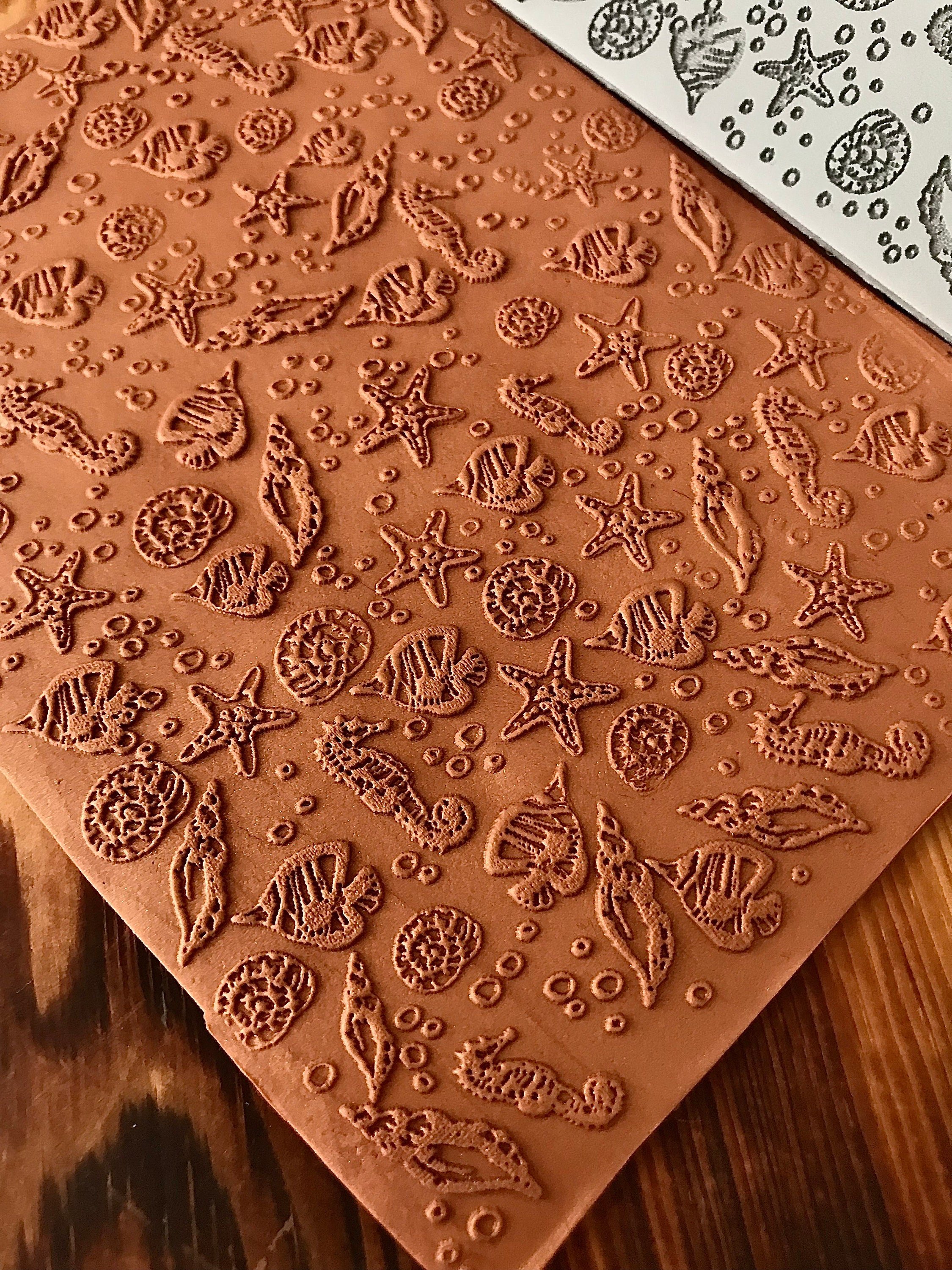 Sealife, Fish,Sea Shell, Sea Horse  Pattern Rubber Texture Mat  in 10*14cm or 14*14cm dimensions for polymer clay, Ceramics, Clay Tools