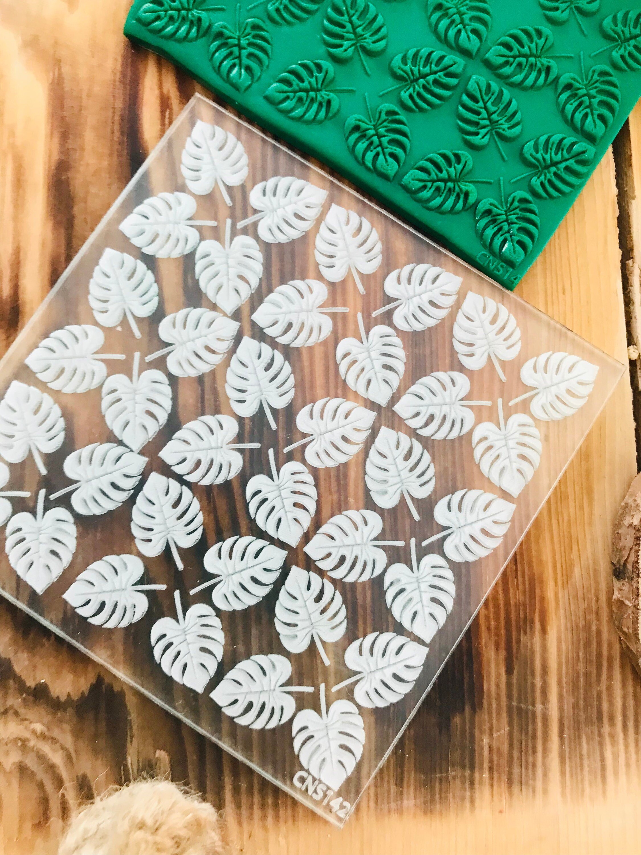 Leaf Texture Mat, Polymer Clay Debossing Stamp, Acrylic clay texture tool, Texture Sheet, Ceramic Earring Supplies, Fondant Leaves