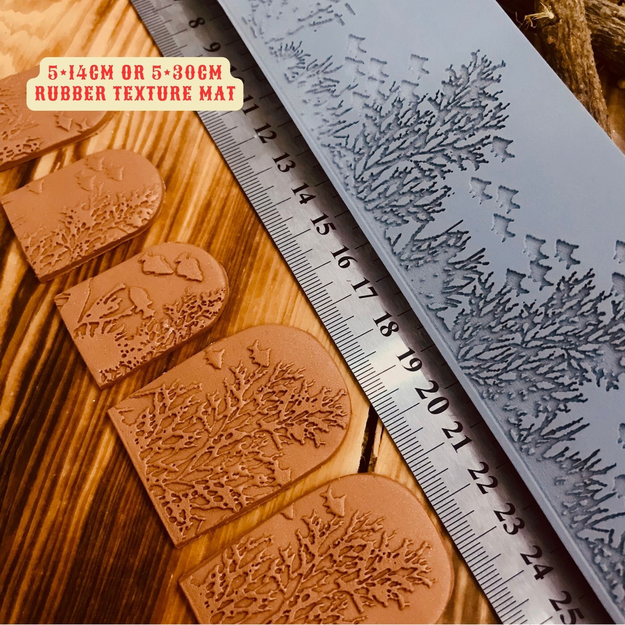 Coral Reef & Fish Border Texture Mat – Ocean Theme Rubber Stamp for Polymer Clay, Metal Clay, Air Dry Clay | 5x14.5cm & 5x29.5cm Sizes