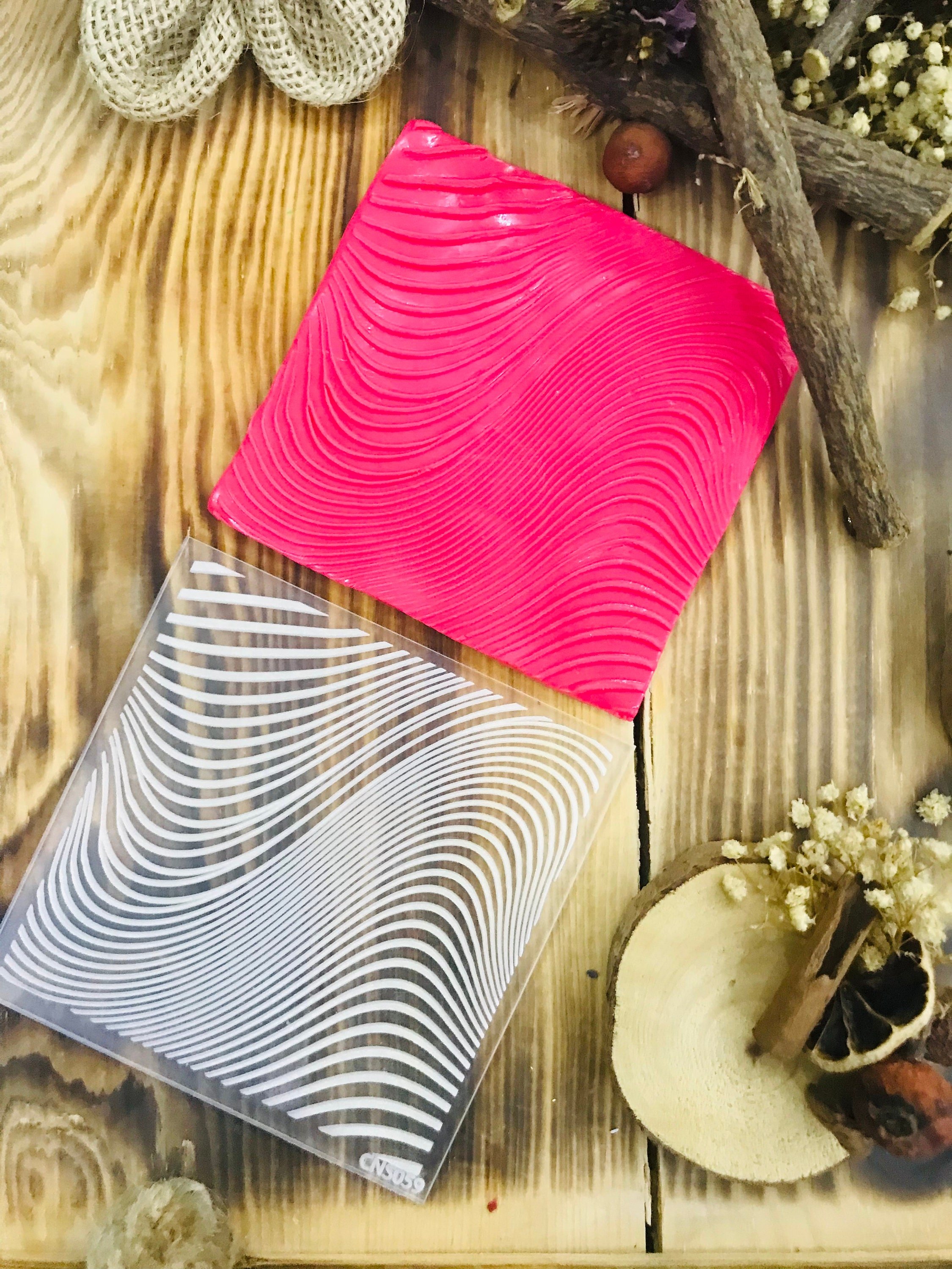 Wave Texture Mat, Polymer Clay Debossing Stamp, Acrylic clay tool, Wave Texture Sheet, Pottery Tools, Ceramic Supplies, Texture Plate