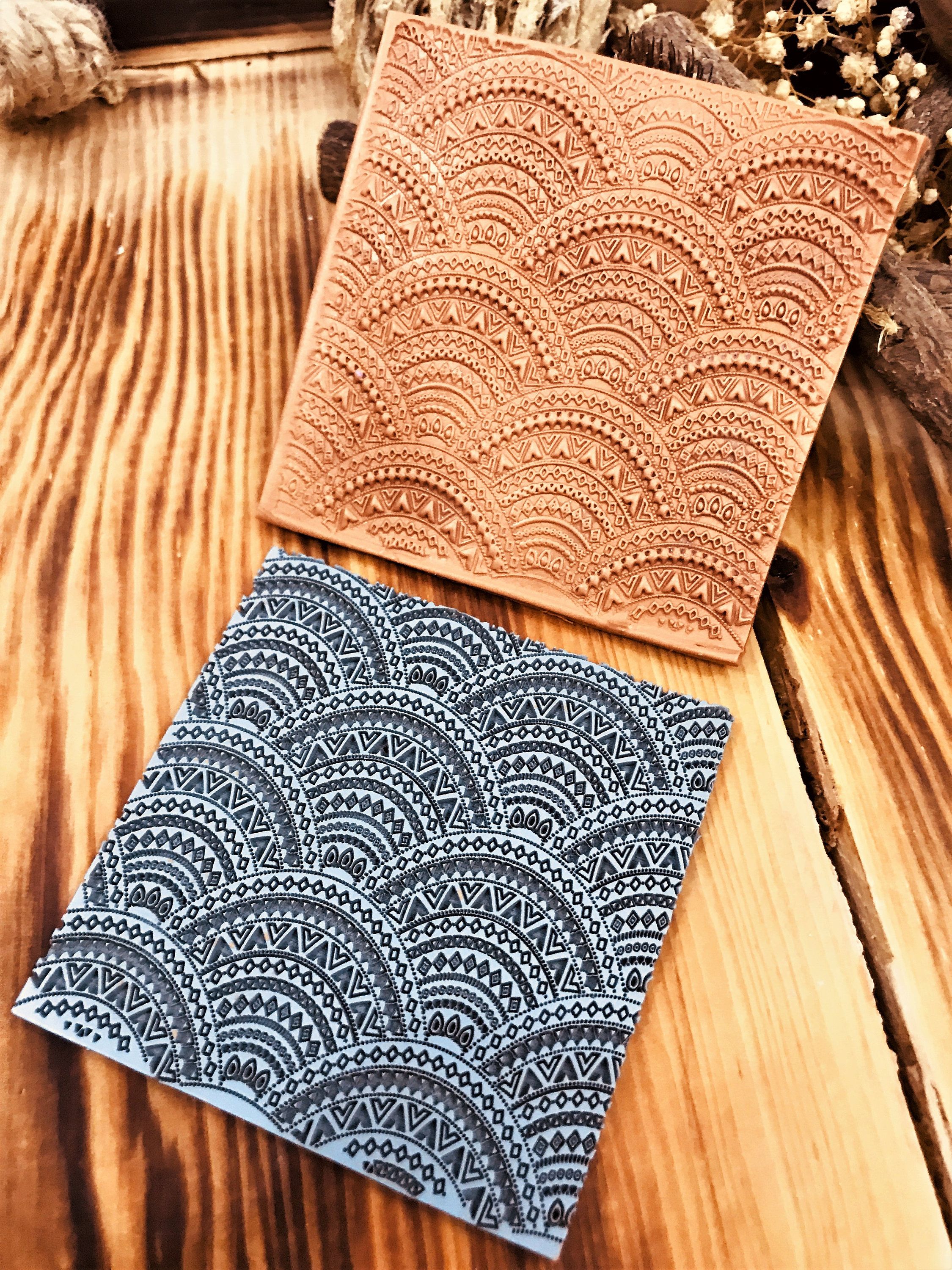 Mandala Art Deco Rubber Texture Mat⎥Polymer Clay Tools⎥Earring Making⎥Hand Roller⎥Clay Texture Tool⎥Jewellery Tools