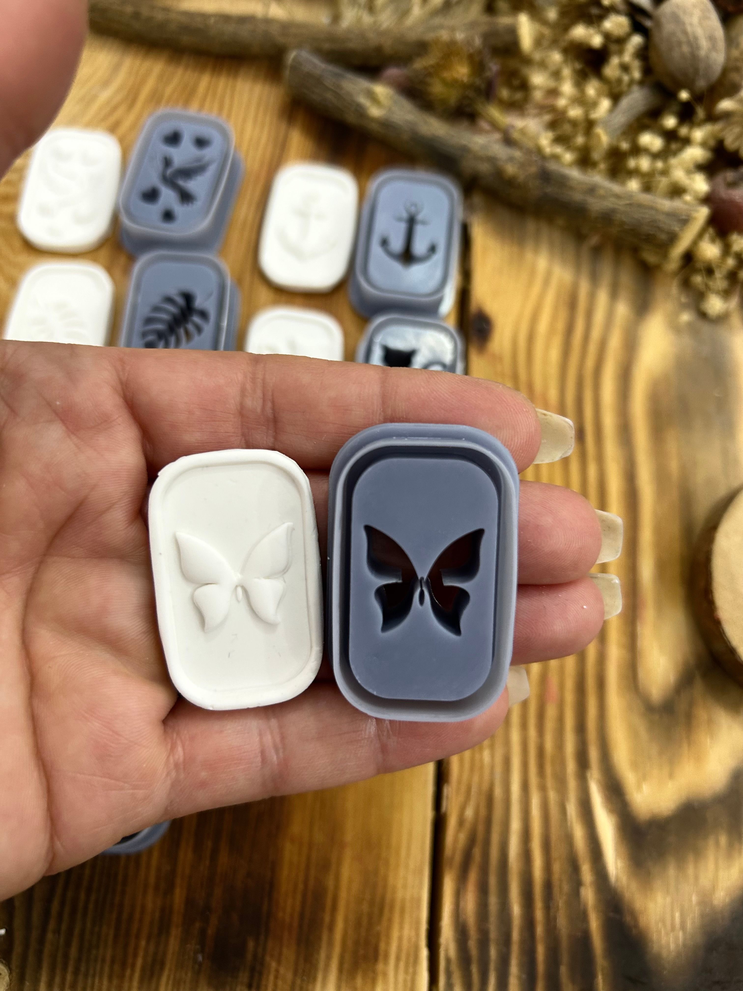 Animal And Nature Clay Cutter Set for Polymer Clay 8pc Resin Cutters with Cat,Anchor, Dove, Butterfly, Turtle, Dolphin, Leaf, Cherry Blossom