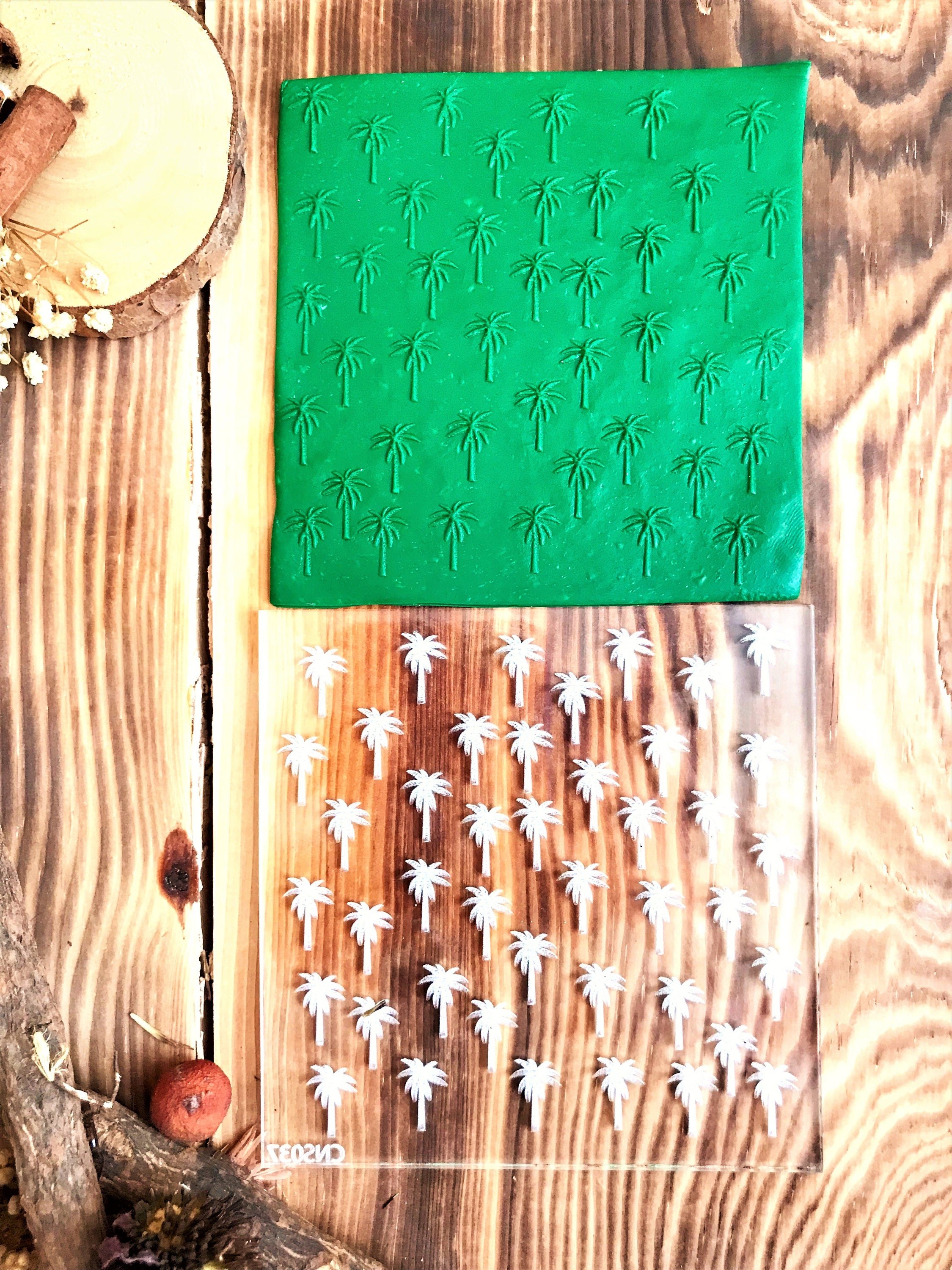 Palm Tree Texture Sheet for Polymer Clay,  Clay Stamp, Acrylic clay tool, Texture Sheet, Ceramic Supplies, Texture Plate