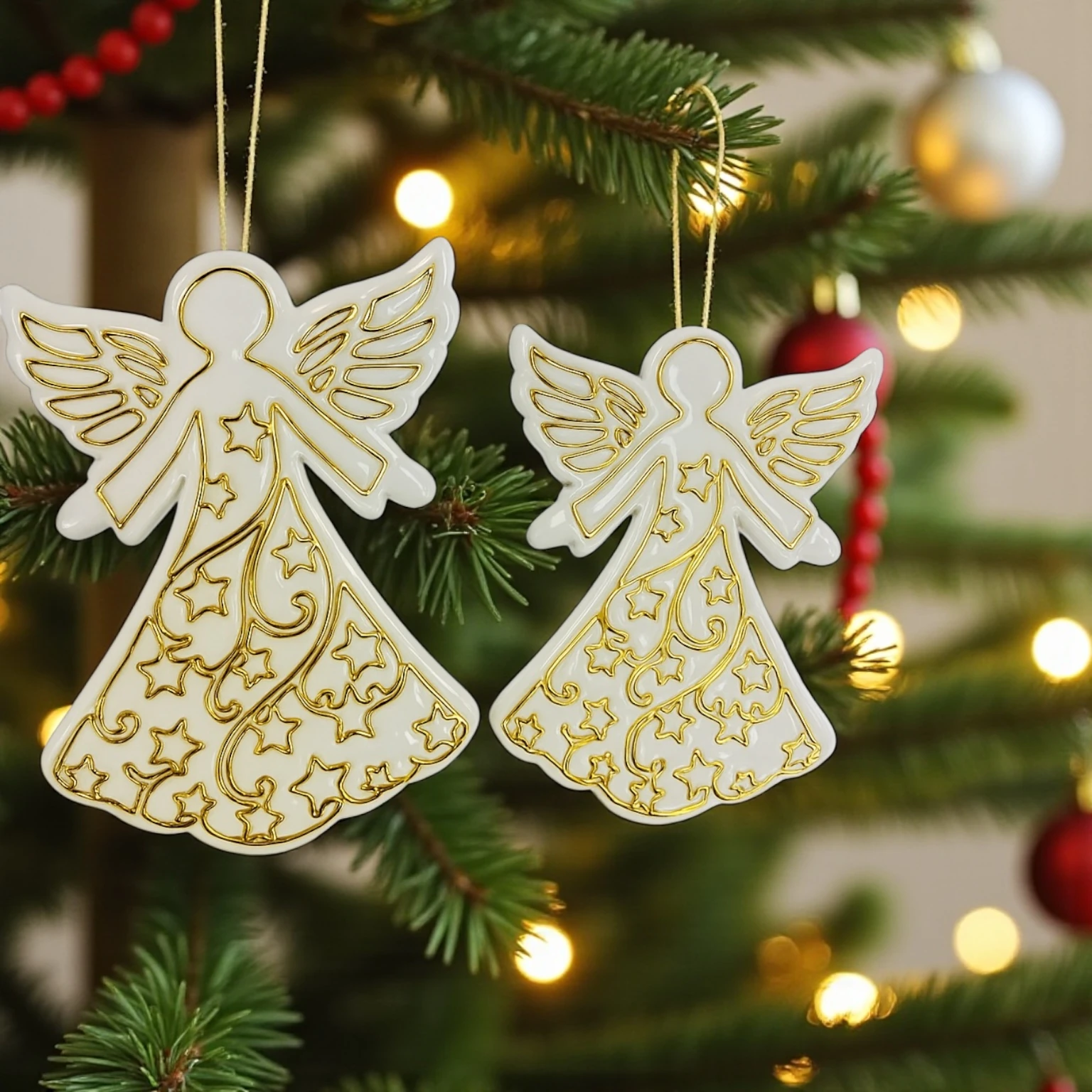 Melek Damga ve Kesici Seti | Yılbaşı Süsleri İçin Kil Aletleri | Polimer Kil, Hava ile Kuruyan Kil, Sabun ve Mum İçin Uygun (9.5 cm & 11.5 cm)