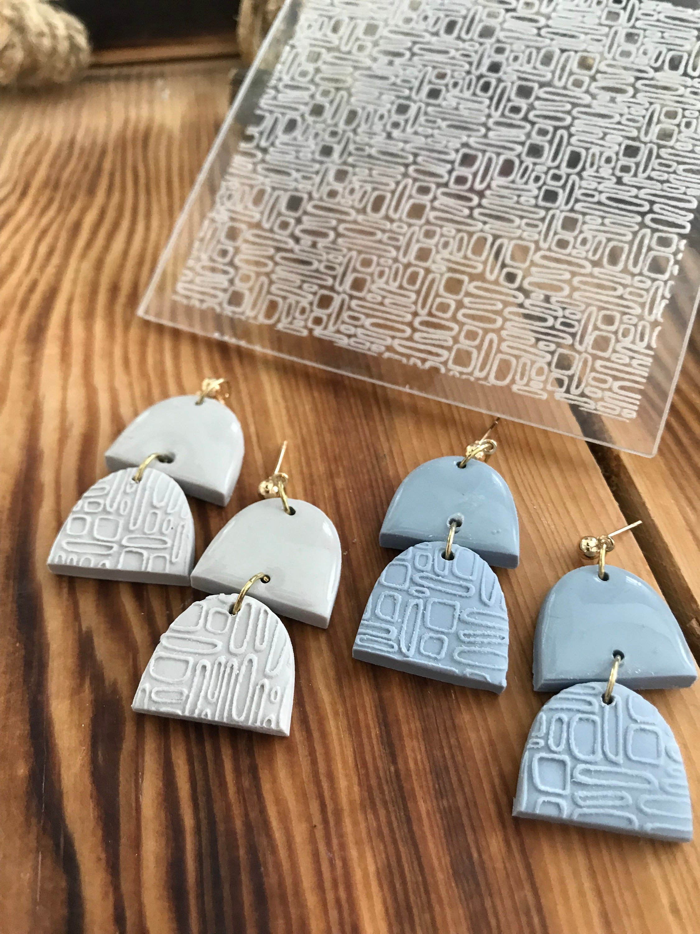 Micro Rectangle Acrylic Embossing Stamp For Polymer Clay, Ceramic Stamp, Fondant Stamp, Cookie Embosser, Cookie Stamp, Acrylic texture tool