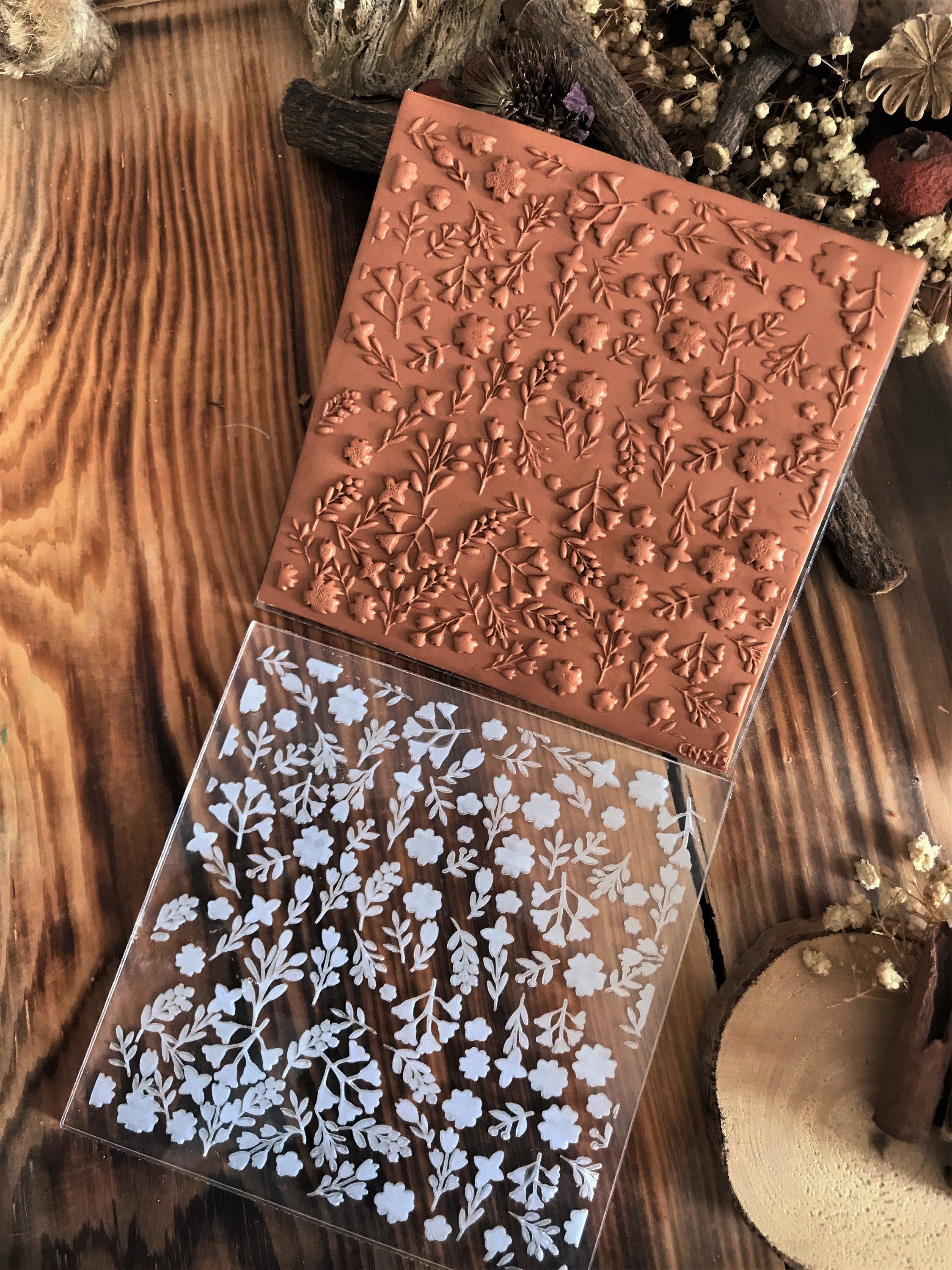 Tiny Florals Texture Mat, Embosser Stamp, Acrylic Clay Texture Sheet Deco, Lace Pattern, Ceramic Earring Supplies, Pattern