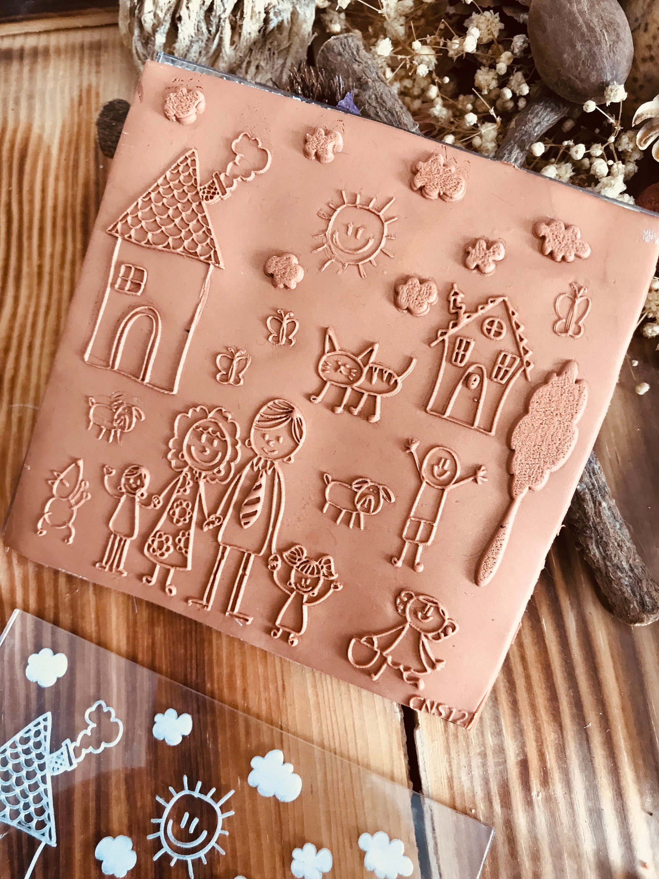 My Family :)) Pattern Texture Mat, Embosser Stamp, Acrylic Clay Texture Sheet Deco, Lace Pattern, Ceramic Earring Supplies