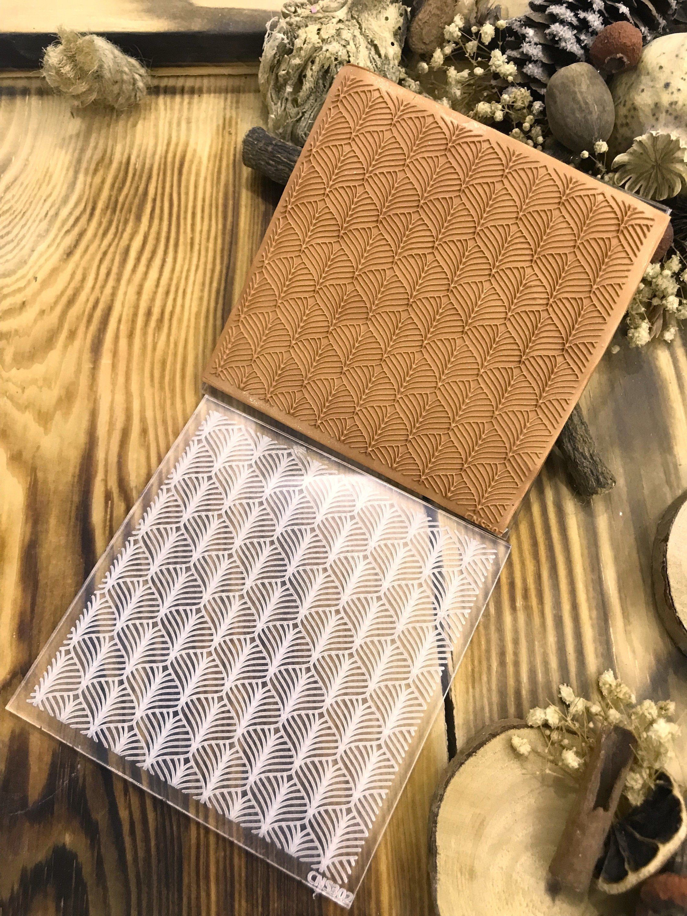 Seamless Acrylic Texture Tile, 10*10cm size,Polymer Clay Embossing Stamp,  Texture Plaque,Texture Tile,Fimo, Sculpey, Cernit