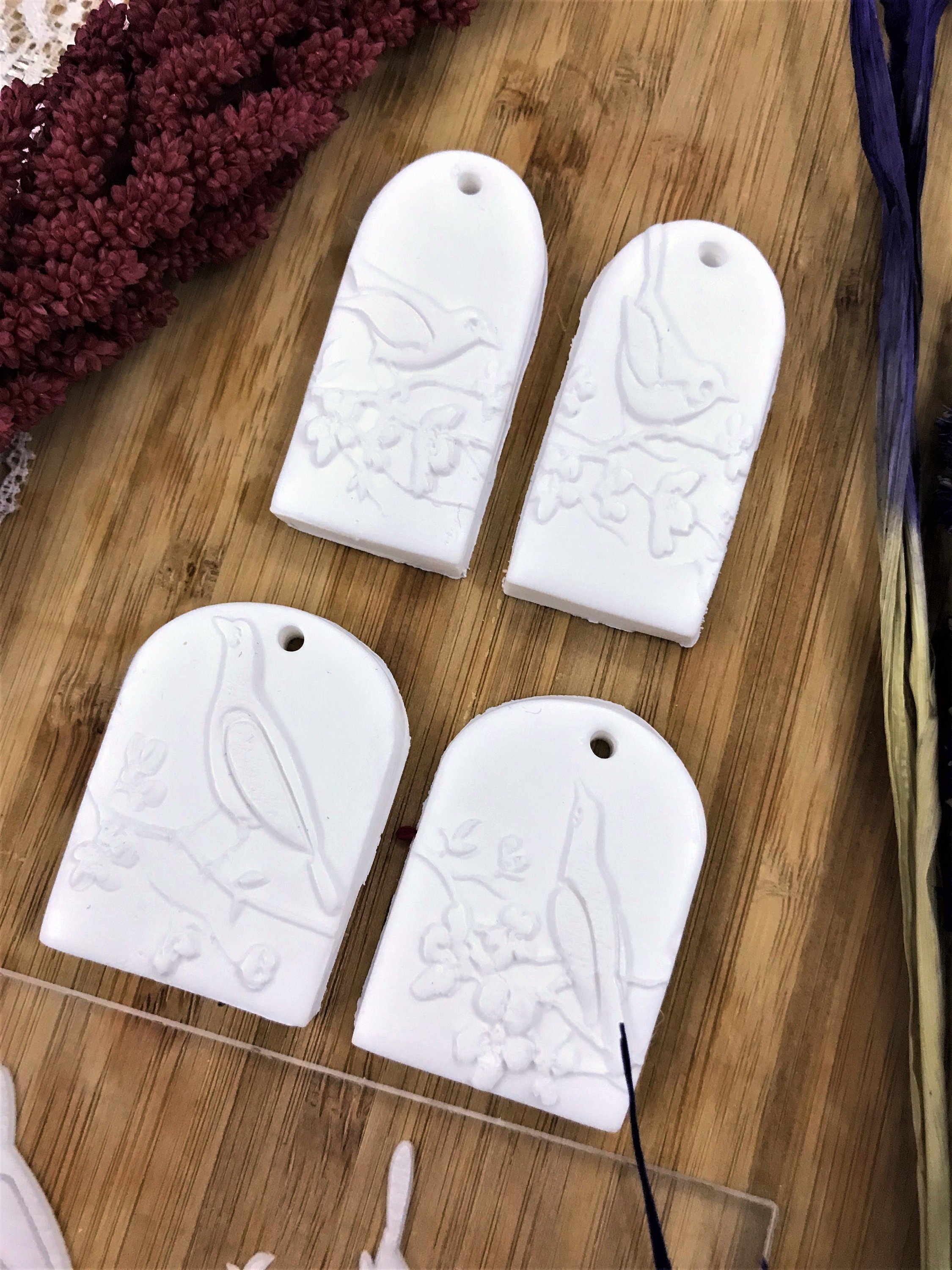 Bird Flower Clay Rubber Or Acrylic Texture Mat – Acrylic Clay Tool, Dough Sheeter, Ceramic Supplies, Crafting Texture Plate