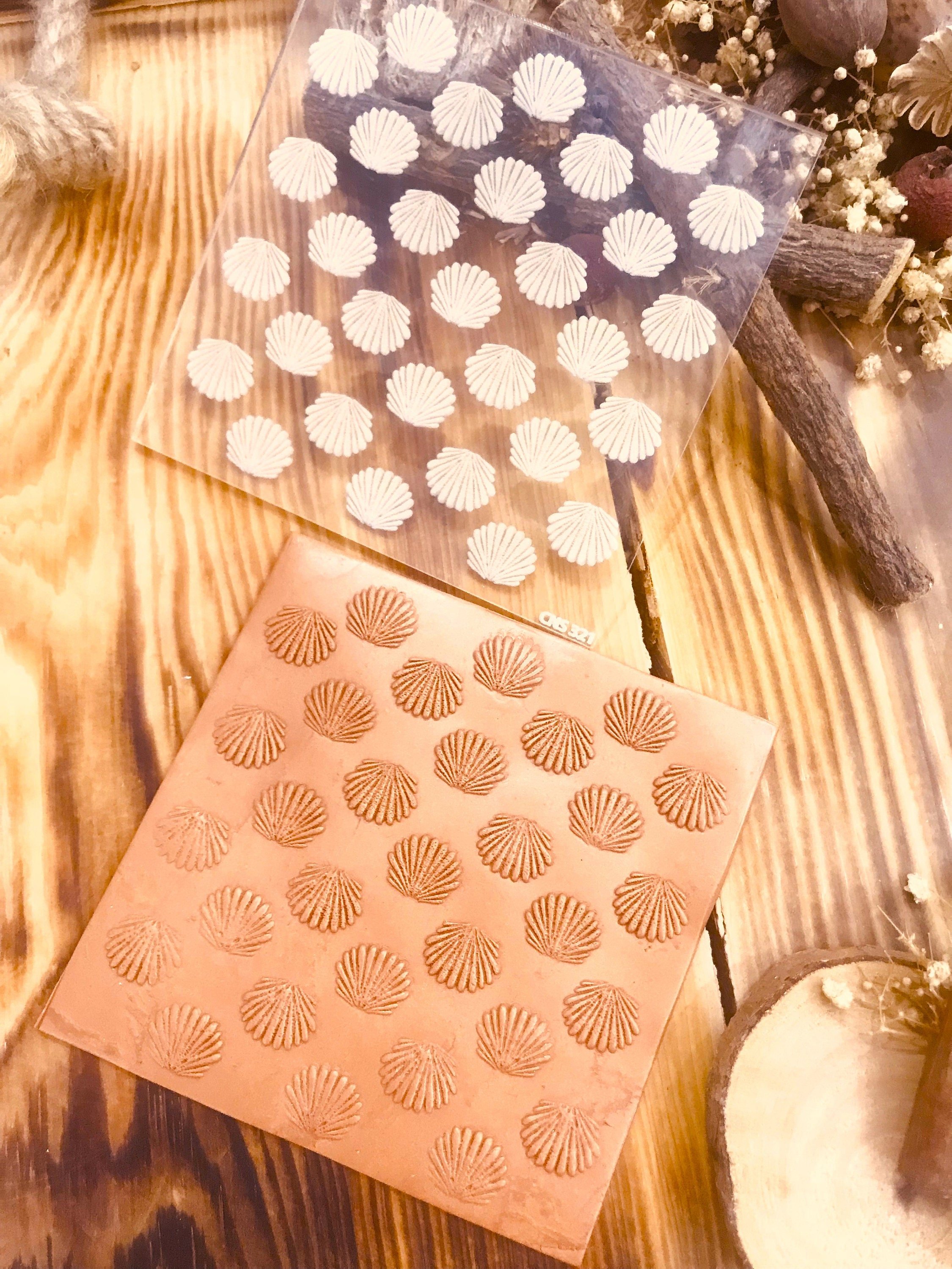 Seashell Pattern Acrylic Texture Sheet or Rubber Texture Mat for Polymer Clay 10*10cm Size