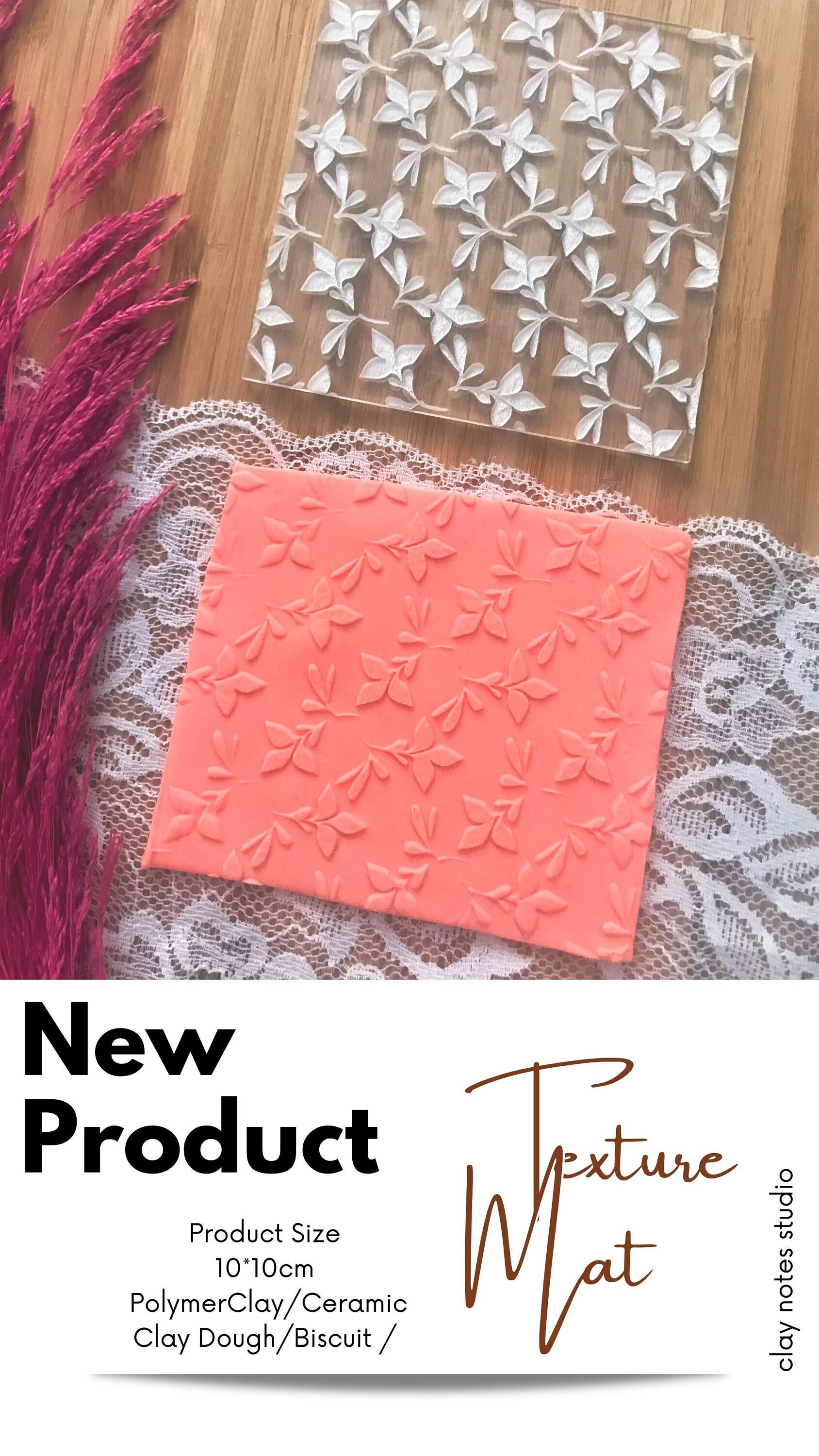 Texture Mat, Polymer Clay Embosser Stamp, Acrylic tool, Texture Sheet, Leaf Pattern, Ceramic Earring Supplies