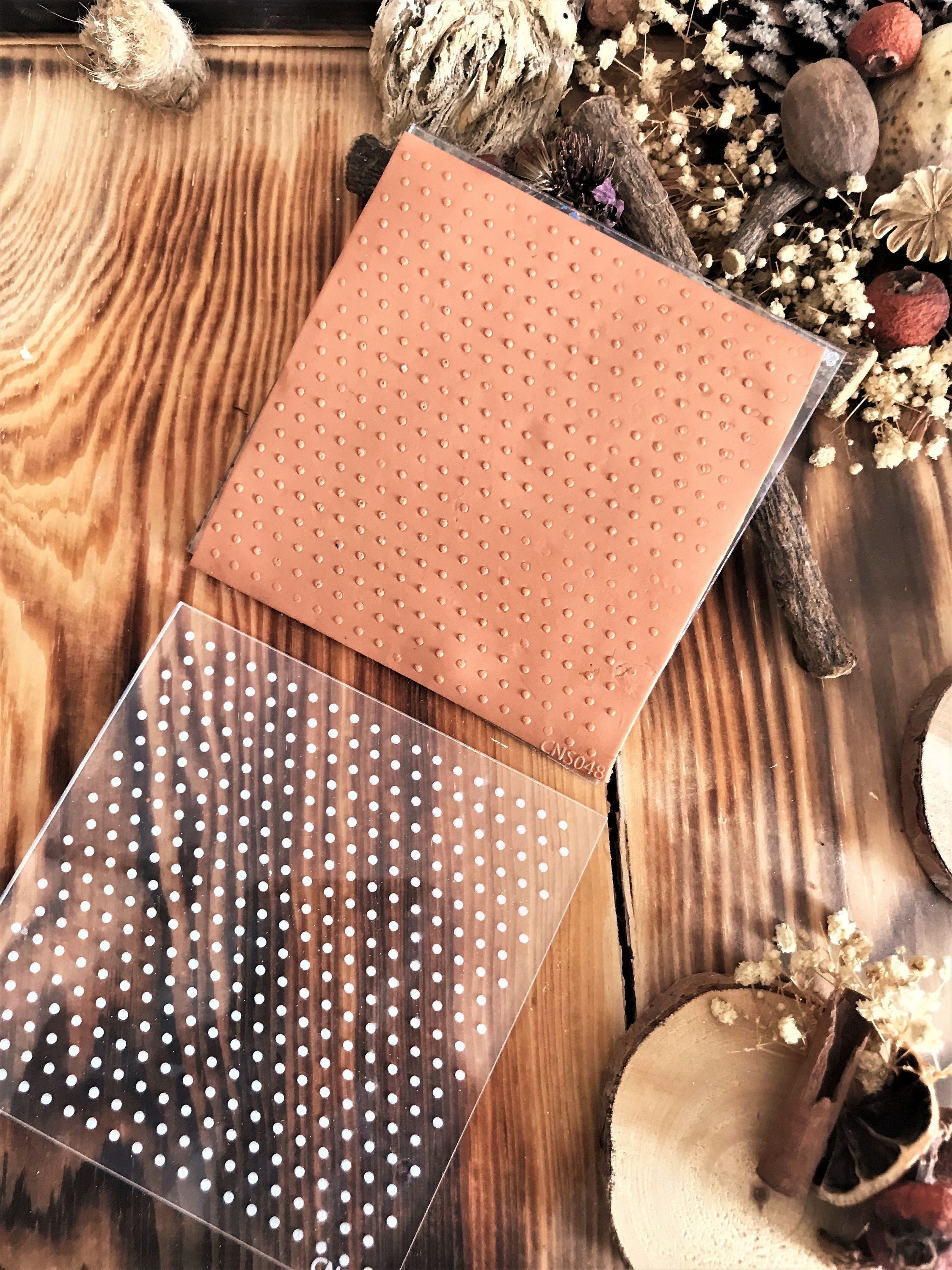 Dot Pattern Rubber or Acrylic Texture Mat – Polymer Clay Stamp, Embossing Tool, Acrylic Texture Sheet, Plaque, Tile for Fimo, Sculpey, Cernit