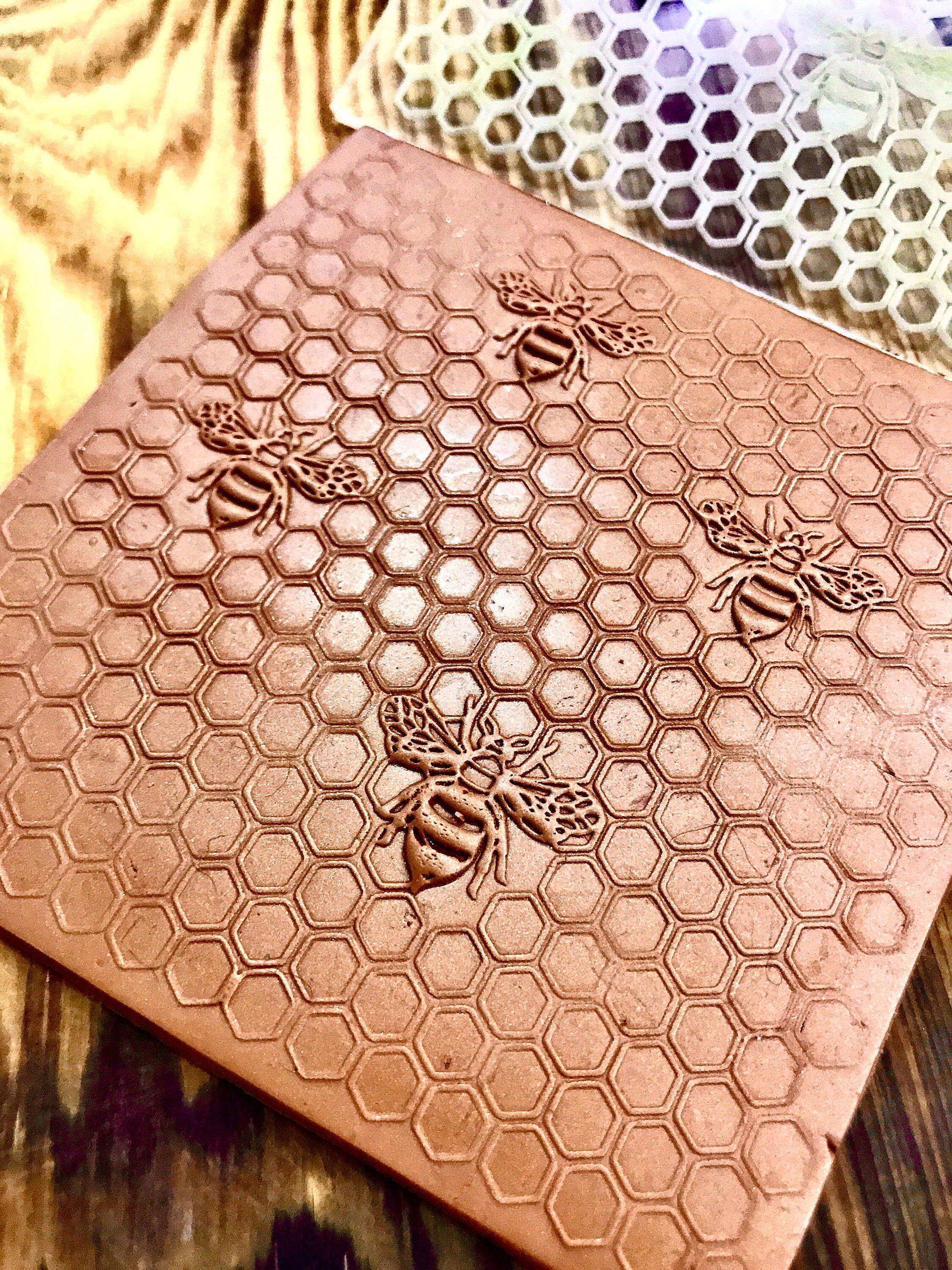 Honey Comb And Bee Polymer Clay Stamp,Embossing Stamp For Polymer Clay, Ceramic ,Fondant Stamp, Cookie Embosser Stamp, Acrylic texture tool