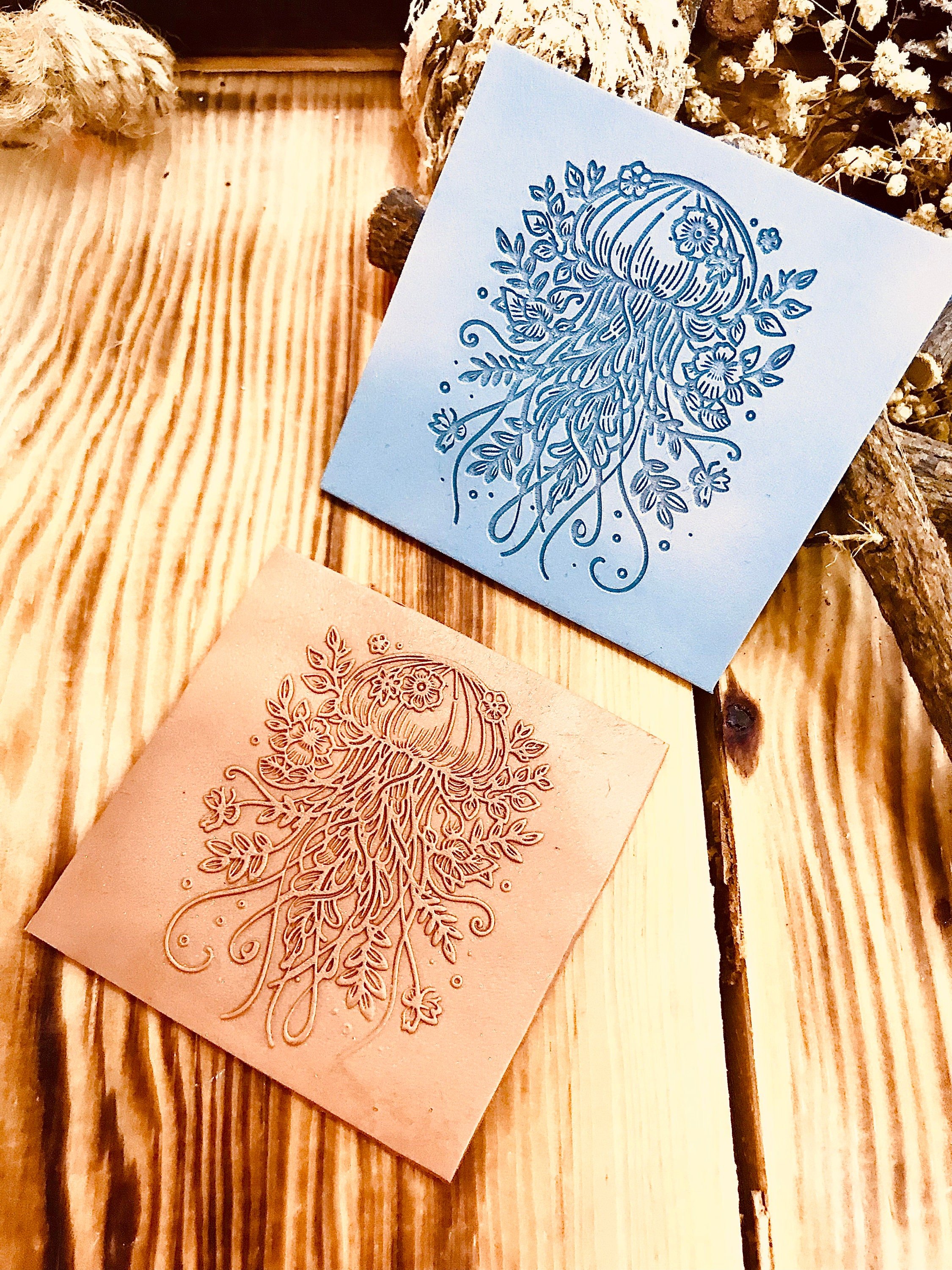 Jellyfish With Flowers Pattern Rubber Texture Mat Polymer Clay Tools⎥Earring Making⎥Hand Roller⎥Clay Texture Tool⎥Jewellery Tools